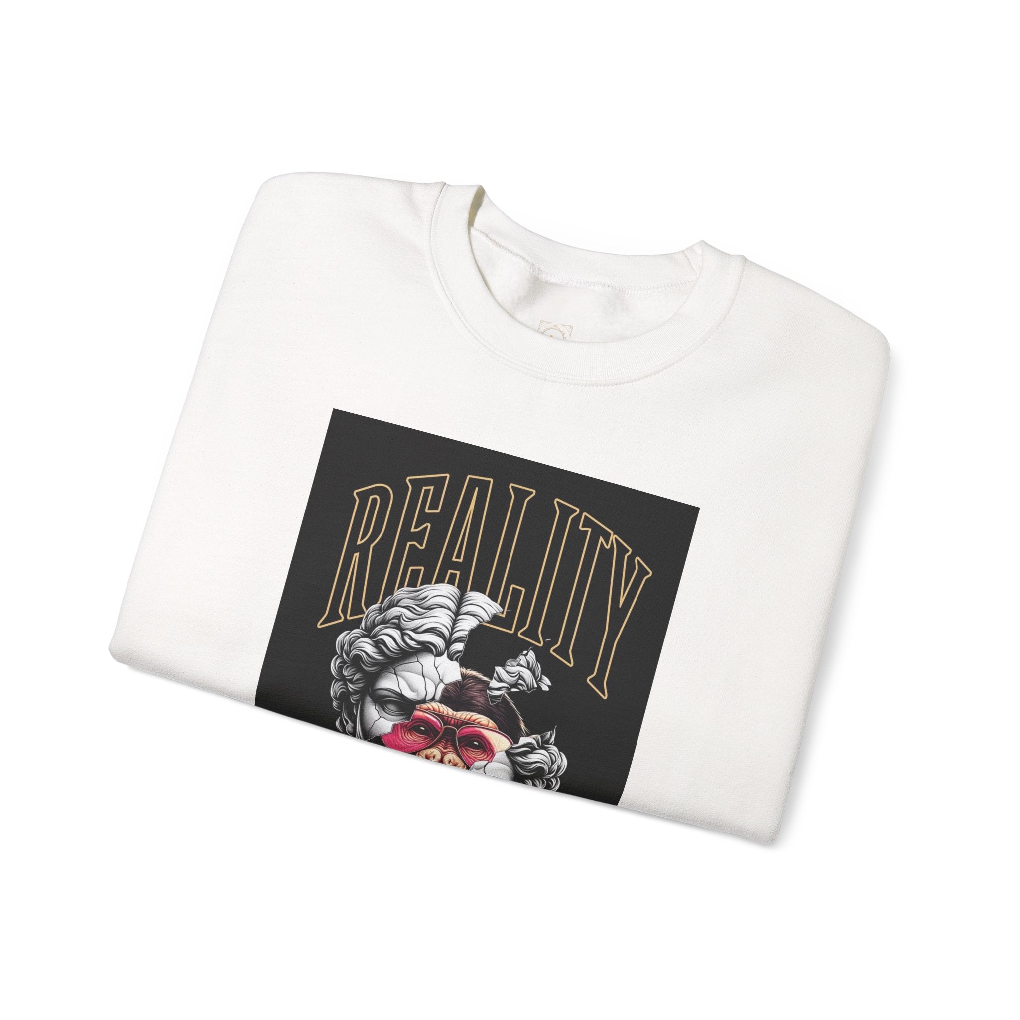 Crewneck Sweatshirt — "Reality Hides Behind The Mask" Graphic Pullover