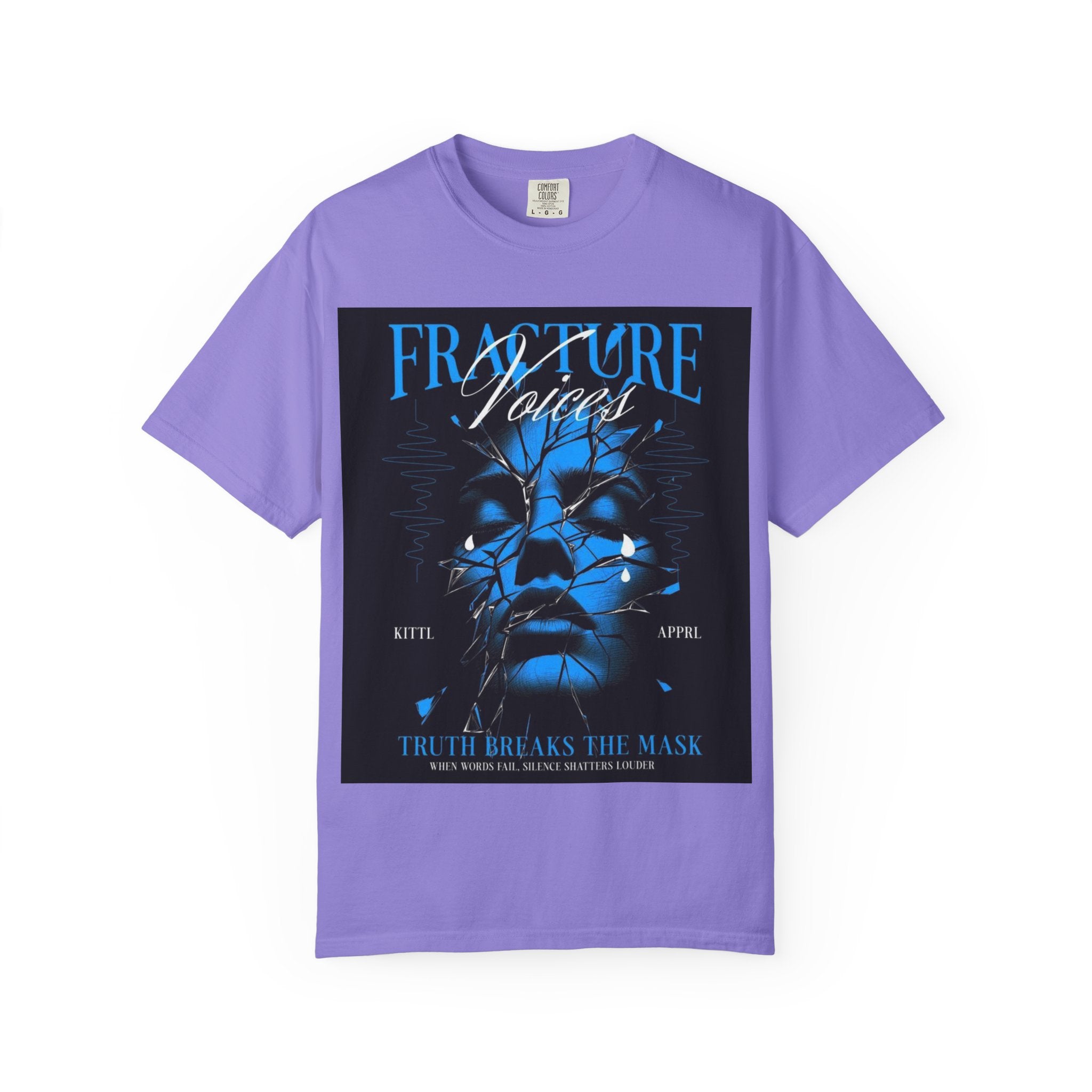 Graphic T-Shirt — "Fracture Voices" Blue Face Design (Back "Legaciess" Logo)