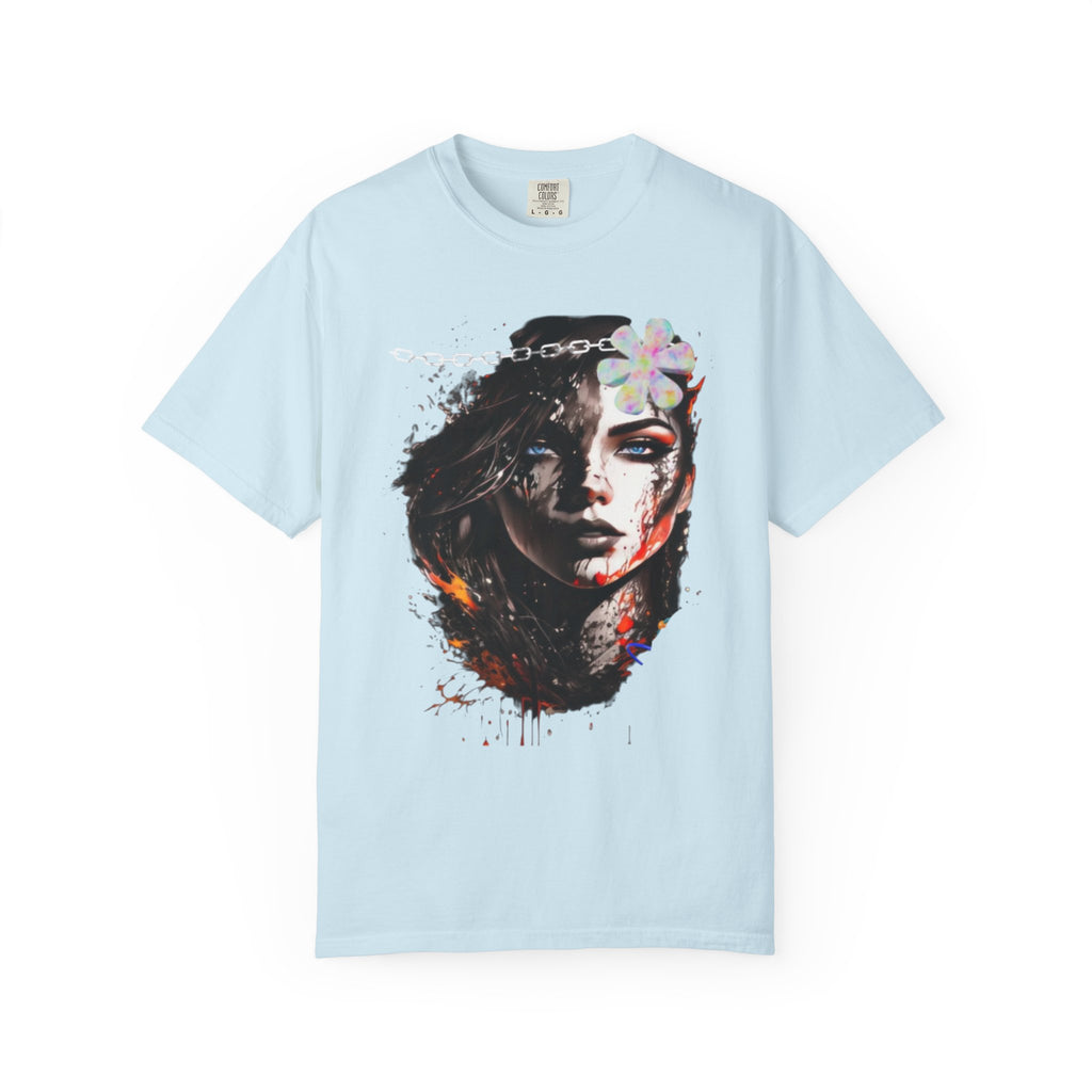 Artistic Femme Portrait T-Shirt — Watercolor Floral Face Graphic Tee