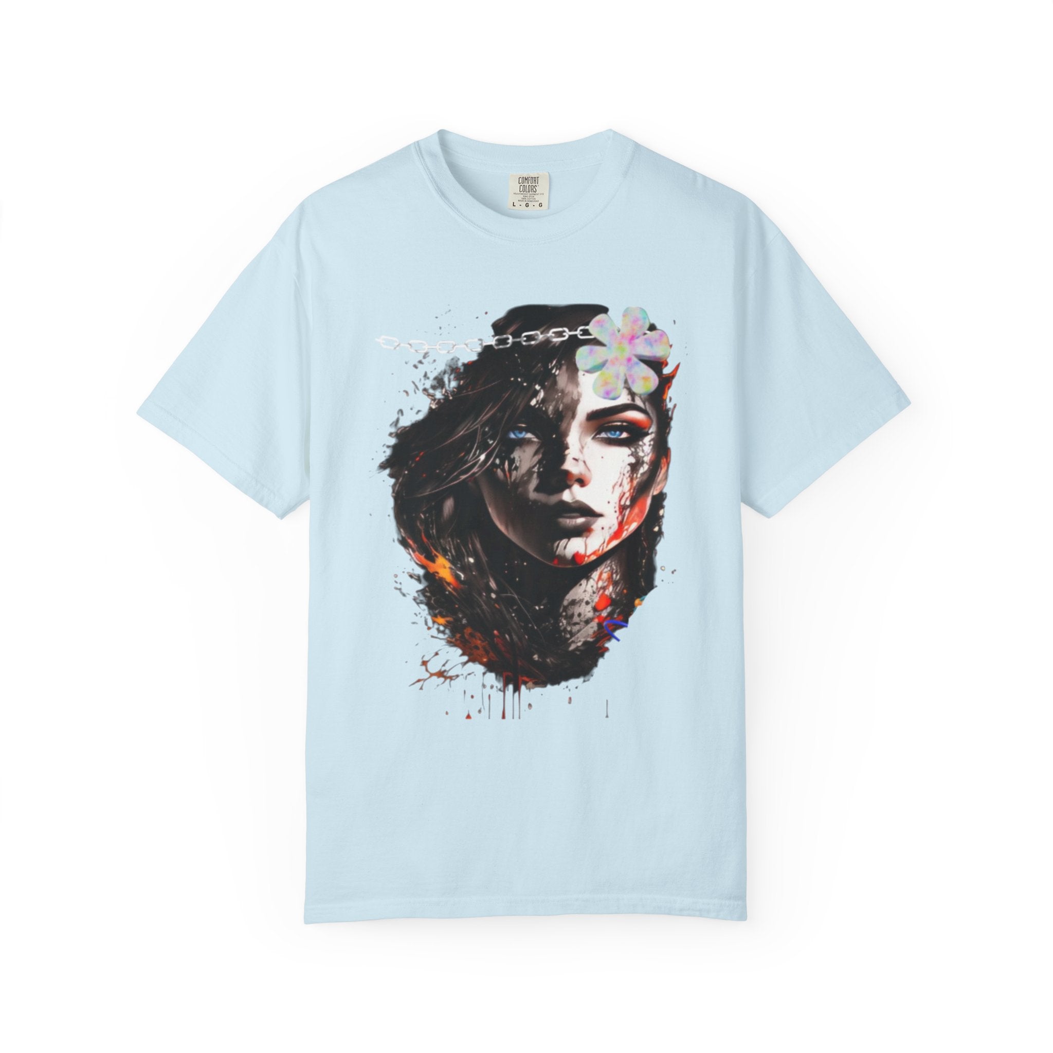 Artistic Femme Portrait T-Shirt — Watercolor Floral Face Graphic Tee