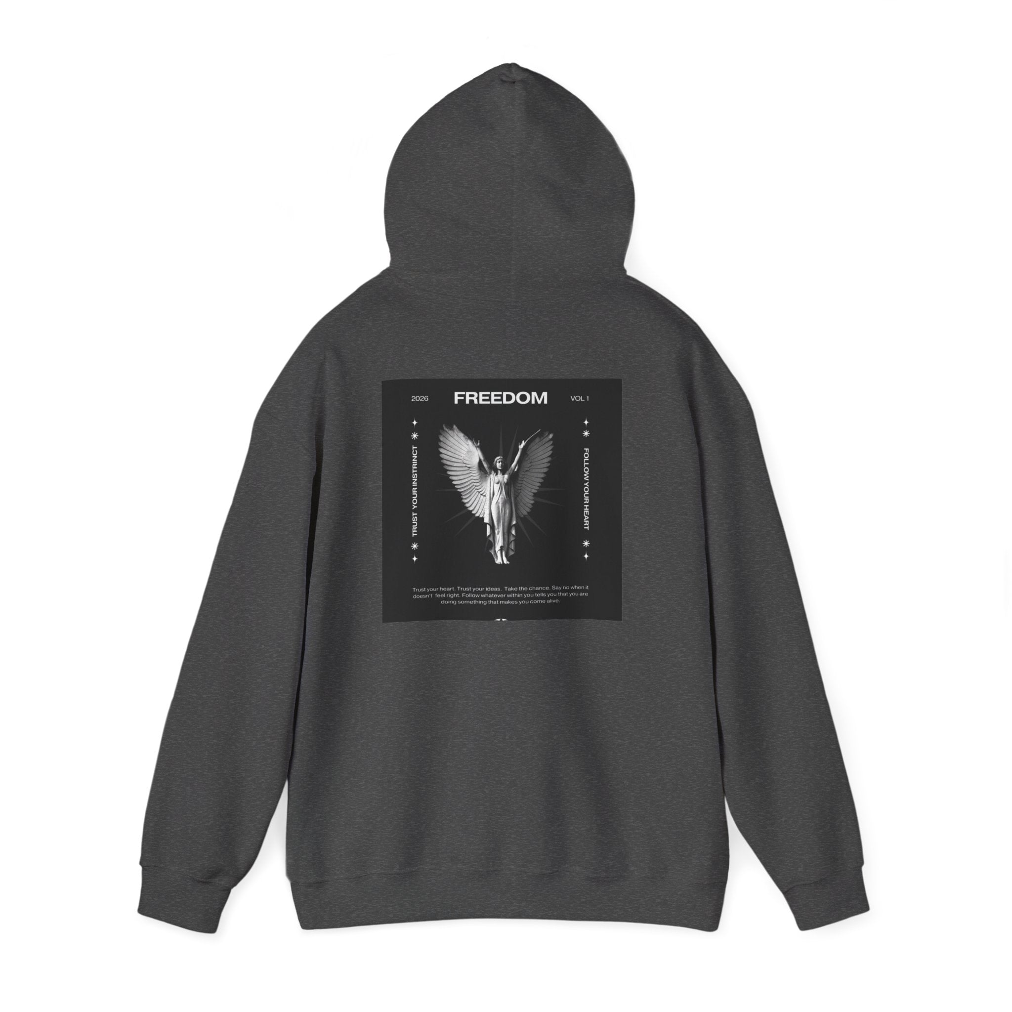 Freedom Angel Hoodie — Gothic Black & White Angel Wings Sweatshirt