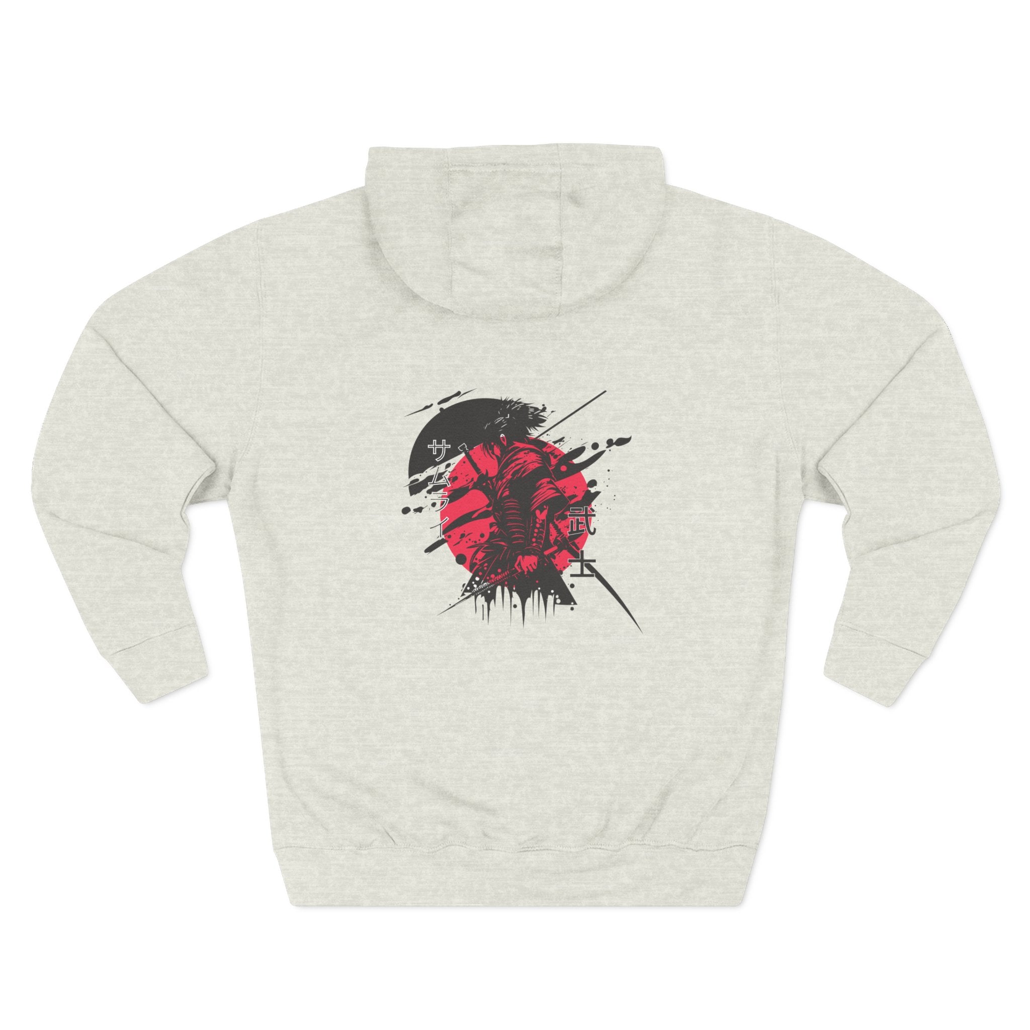 Grunge Rising Hoodie — Red Sun Graphic Fleece Hoodie
