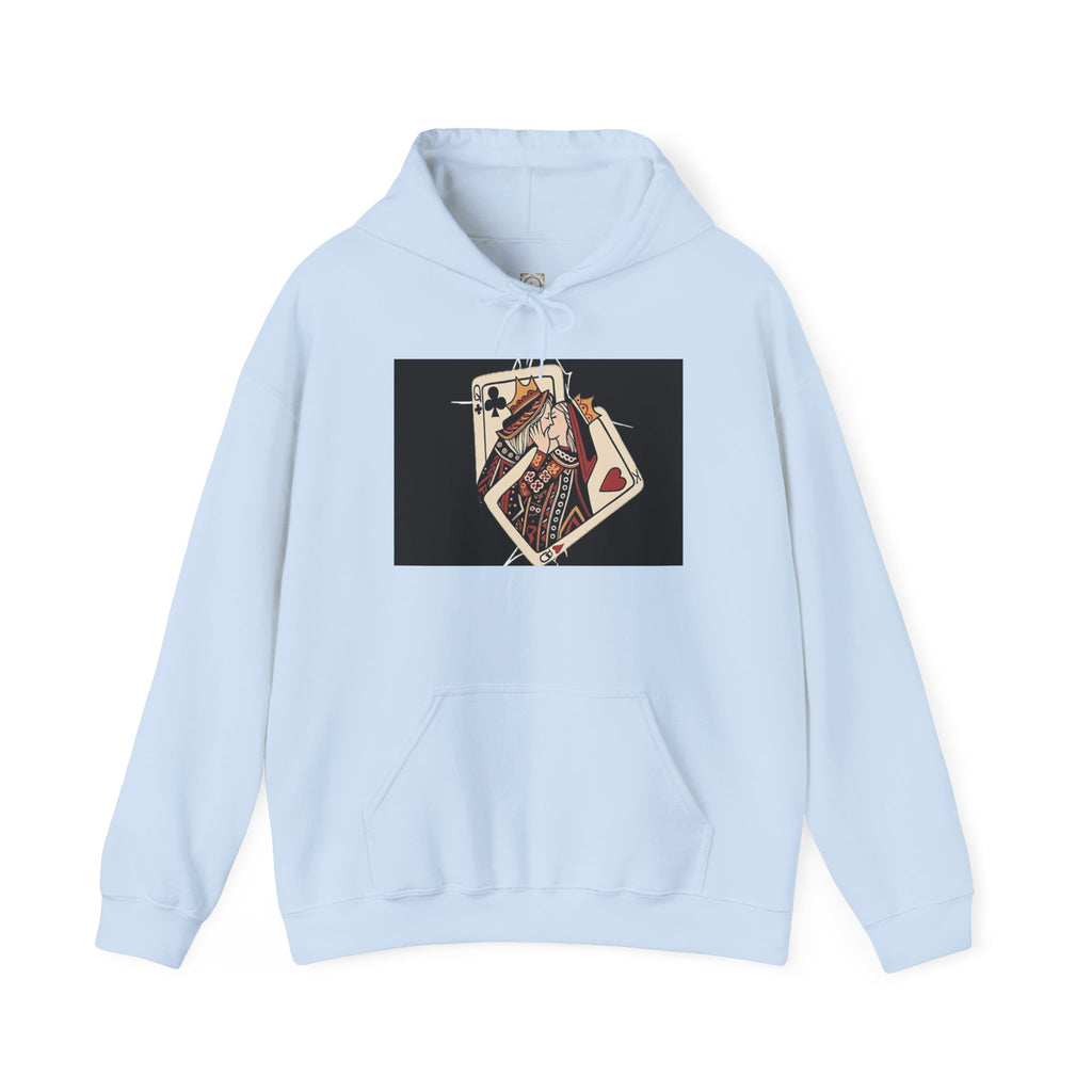 Queen of Hearts Playing Card Hoodie — Vintage Tattoo Style Card Art