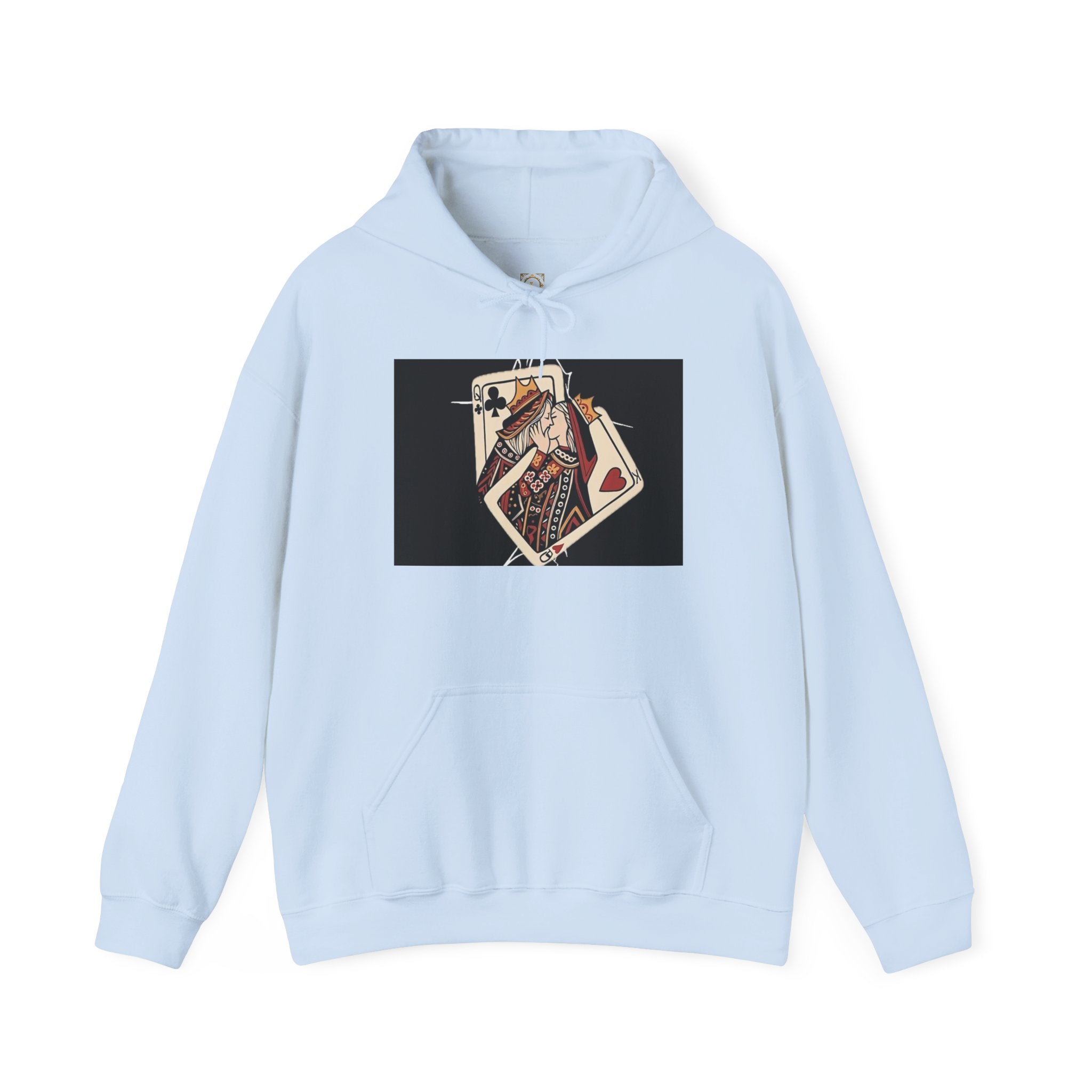 Queen of Hearts Playing Card Hoodie — Vintage Tattoo Style Card Art