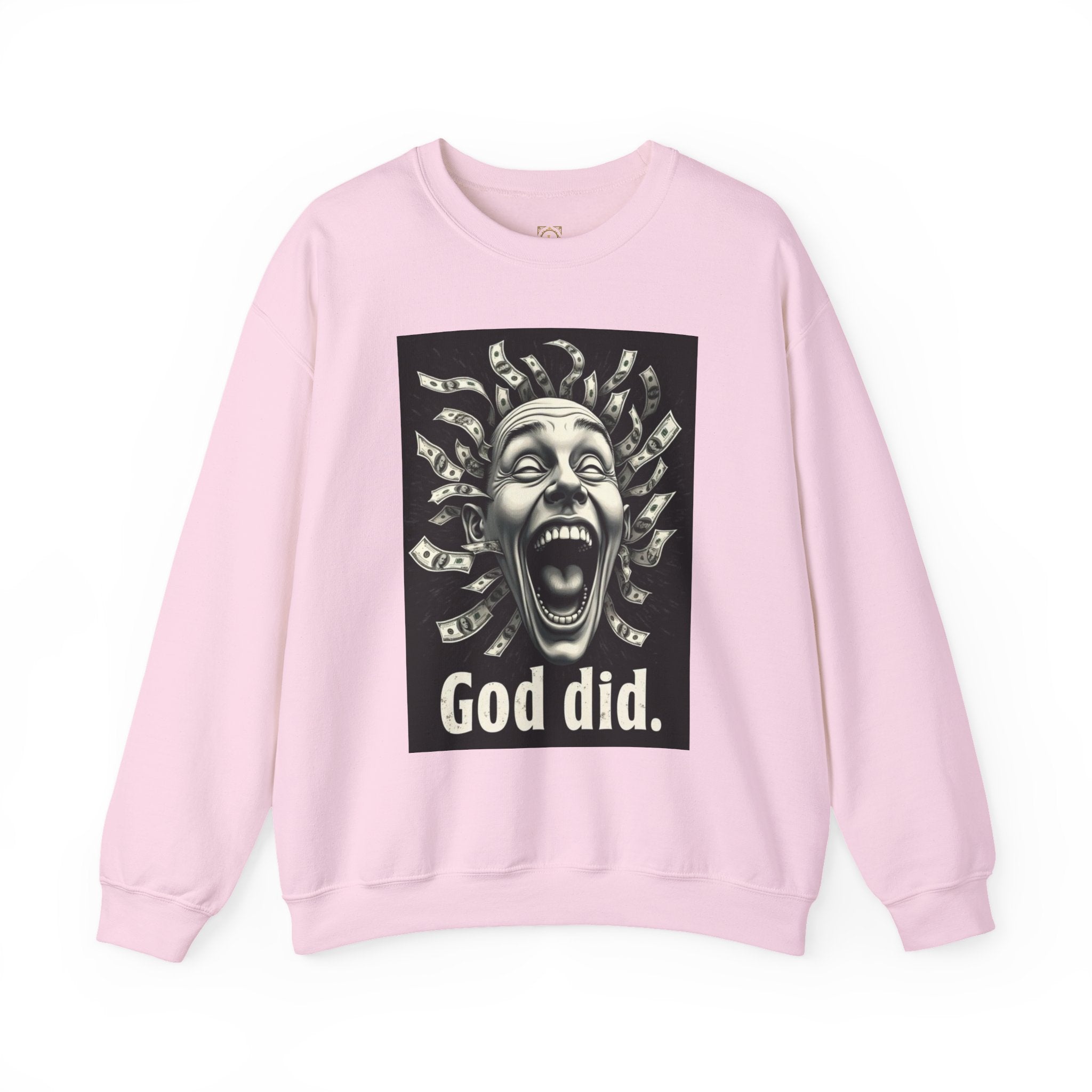 Sweatshirt — 'God Did.' Medusa Money Graphic Crewneck
