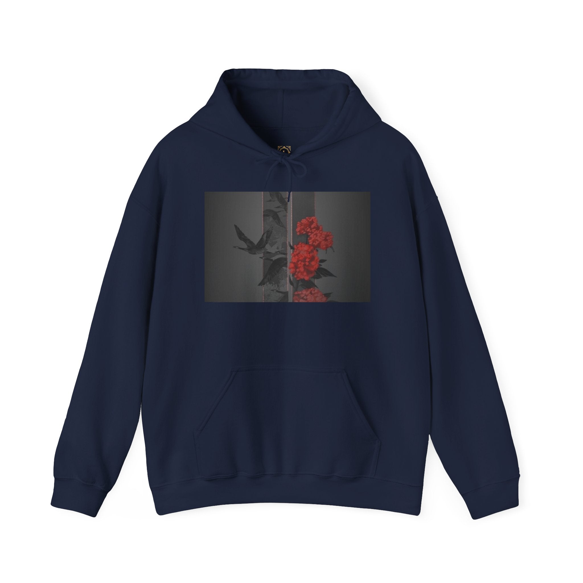 Floral Noir Hoodie — Red Roses on Dark Background