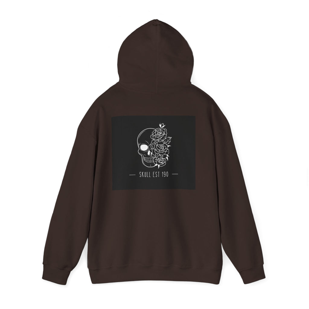 Skull & Roses Hoodie — 'Skull Est 199' Gothic Graphic Pullover