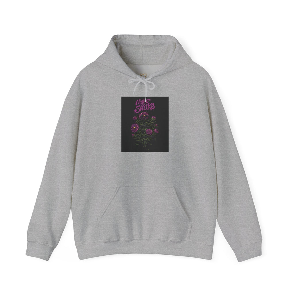Floral Snake Hoodie — Dark Rose Garden Graphic Sweatshirt