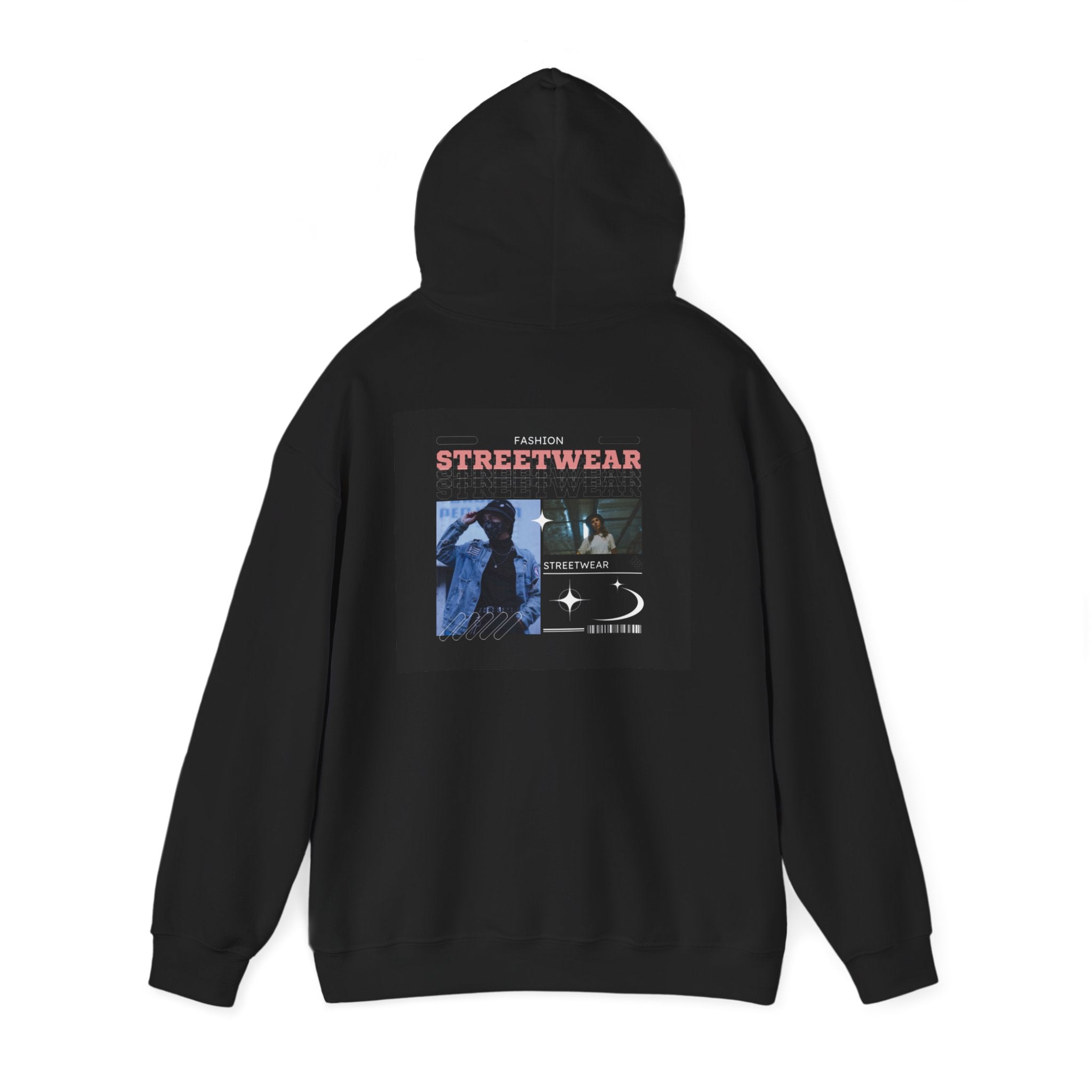 Streetwear Graphic Hoodie — Vintage Noir Collage "STREETWEAR" Design