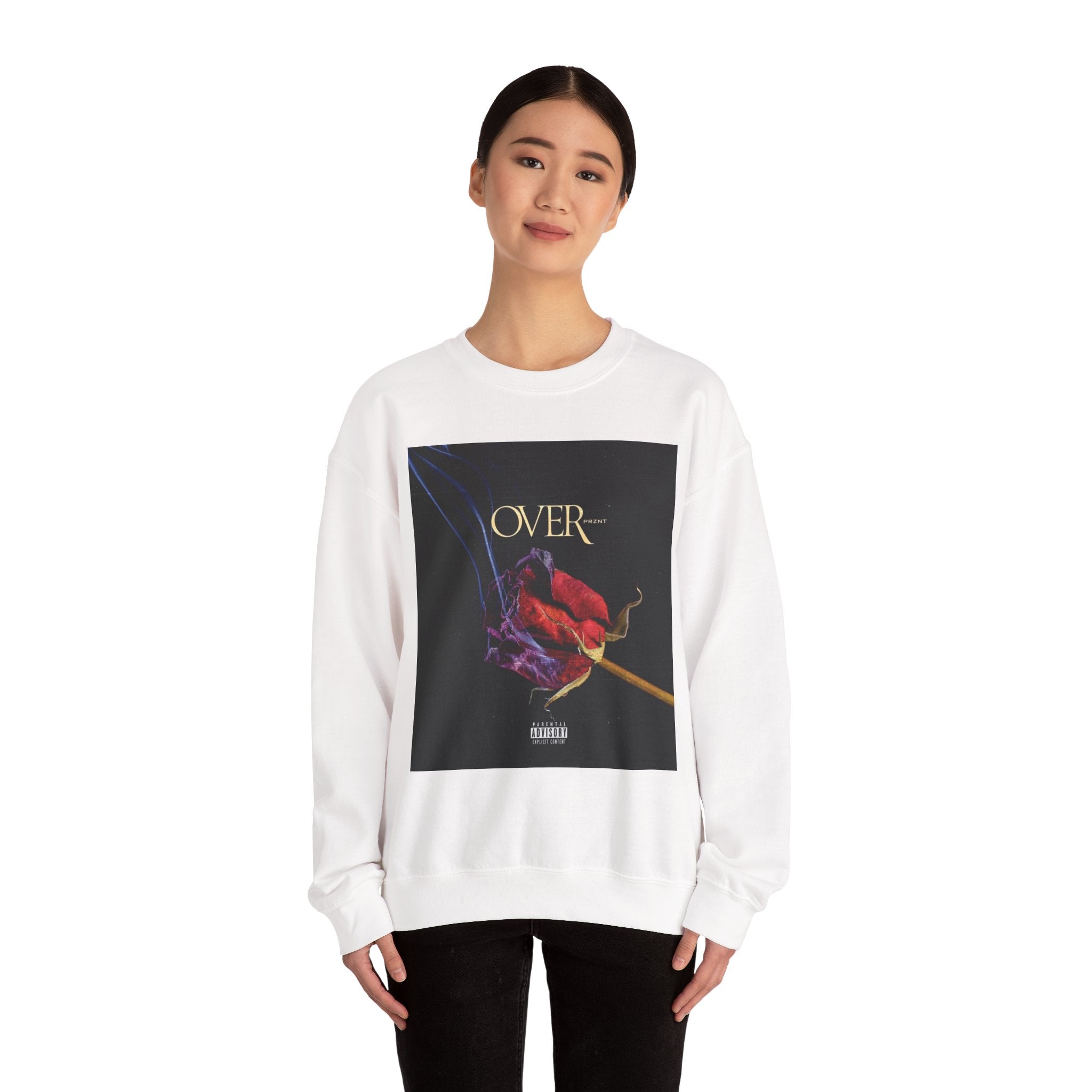 Crewneck Sweatshirt - "OVER" Rose Graphic with Legaciess Gold Logo