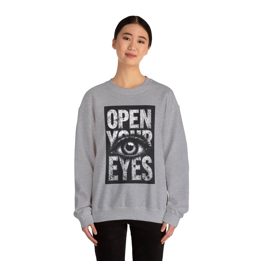 Open Your Eyes Crewneck Sweatshirt — Graphic Eye Design