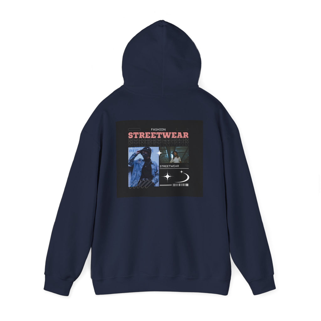 Streetwear Graphic Hoodie — Vintage Noir Collage "STREETWEAR" Design