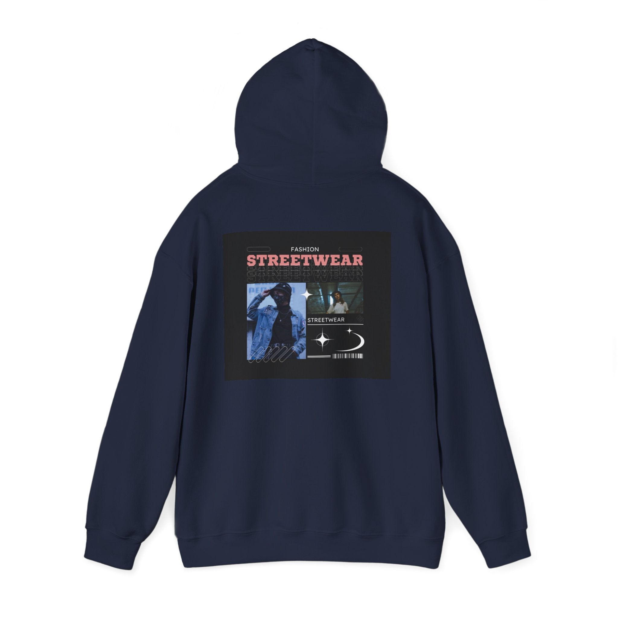 Streetwear Graphic Hoodie — Vintage Noir Collage "STREETWEAR" Design