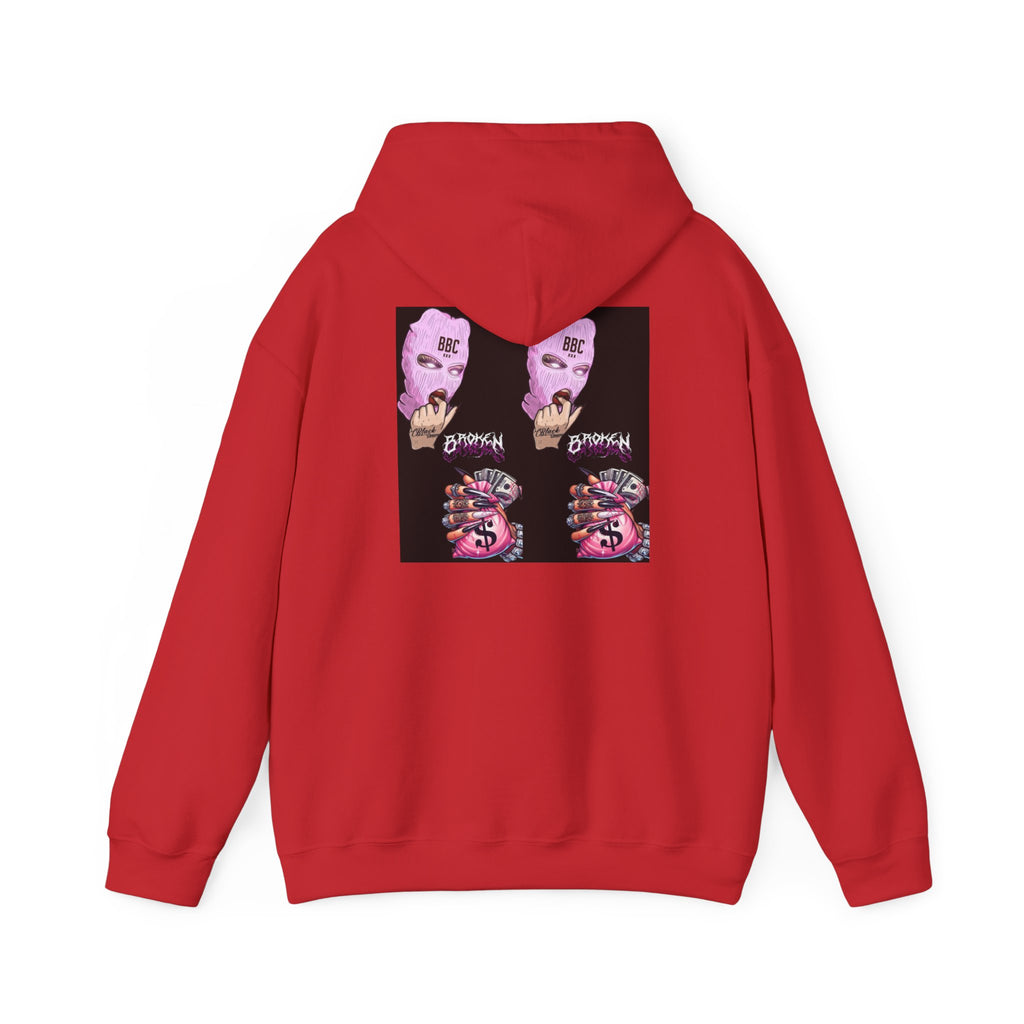 Horror Collage Hoodie — Spooky Pink Skull & Claw Graphic Sweatshirt