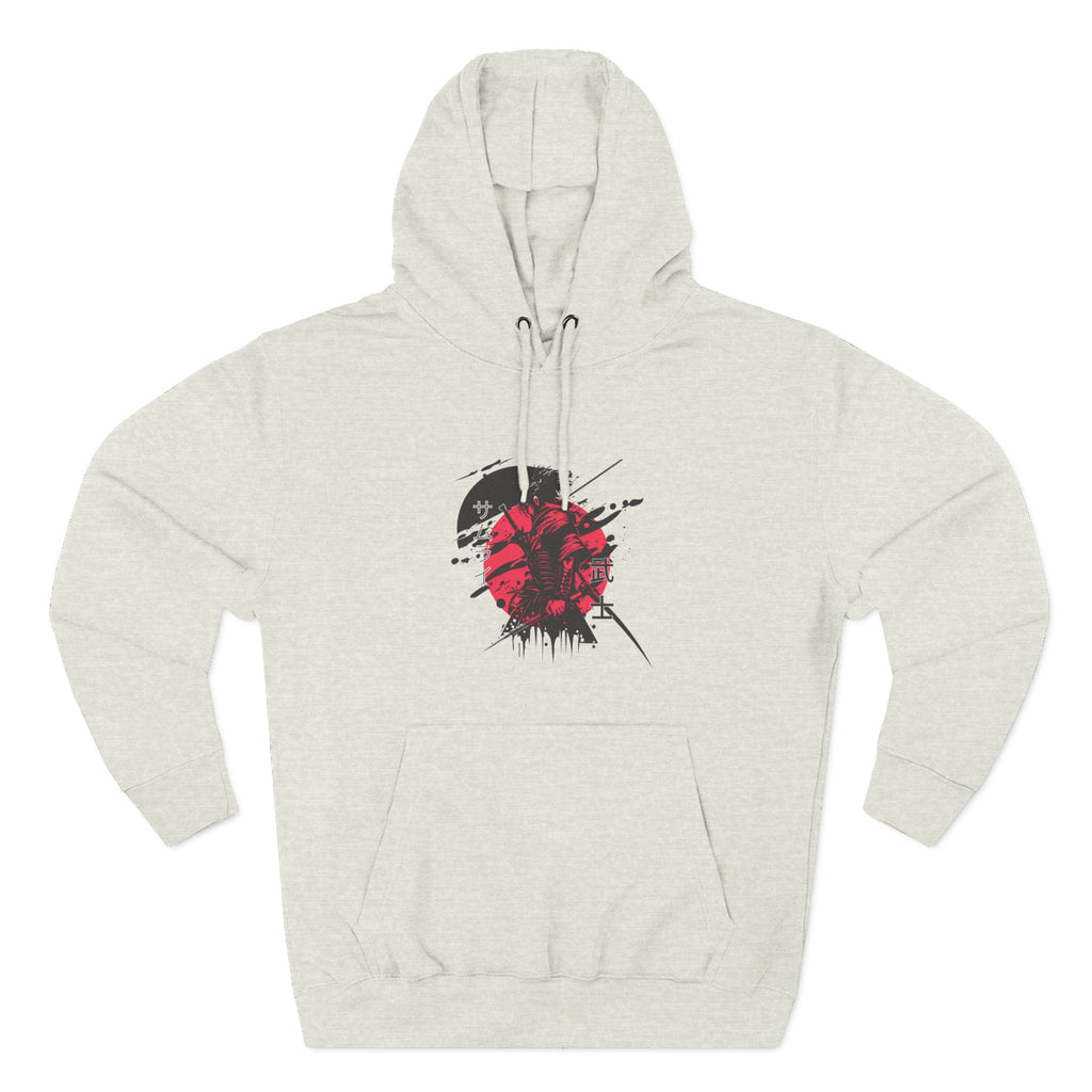 Grunge Rising Hoodie — Red Sun Graphic Fleece Hoodie