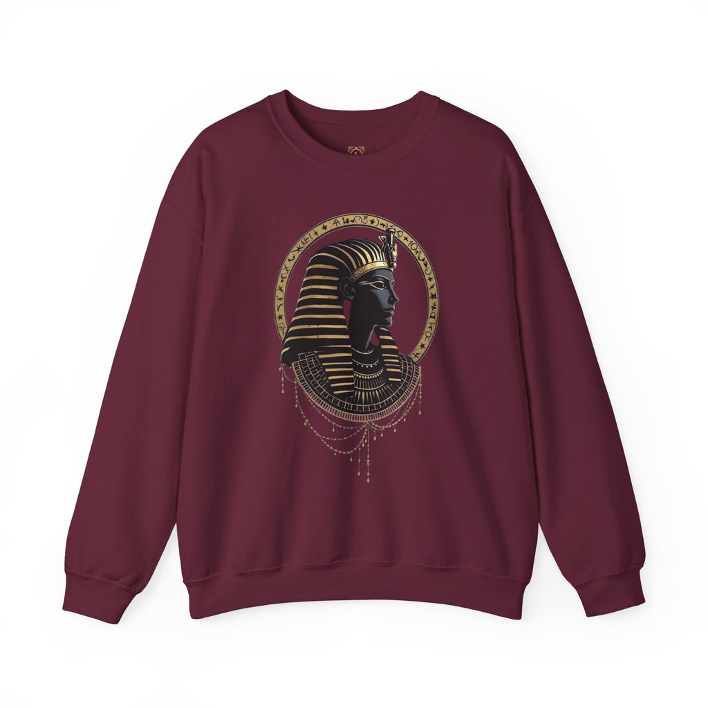 Egyptian Pharaoh Crewneck Sweatshirt — Gold & Black Tutankhamun Profile