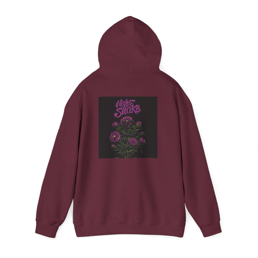 Floral Snake Hoodie — Dark Rose Garden Graphic Sweatshirt