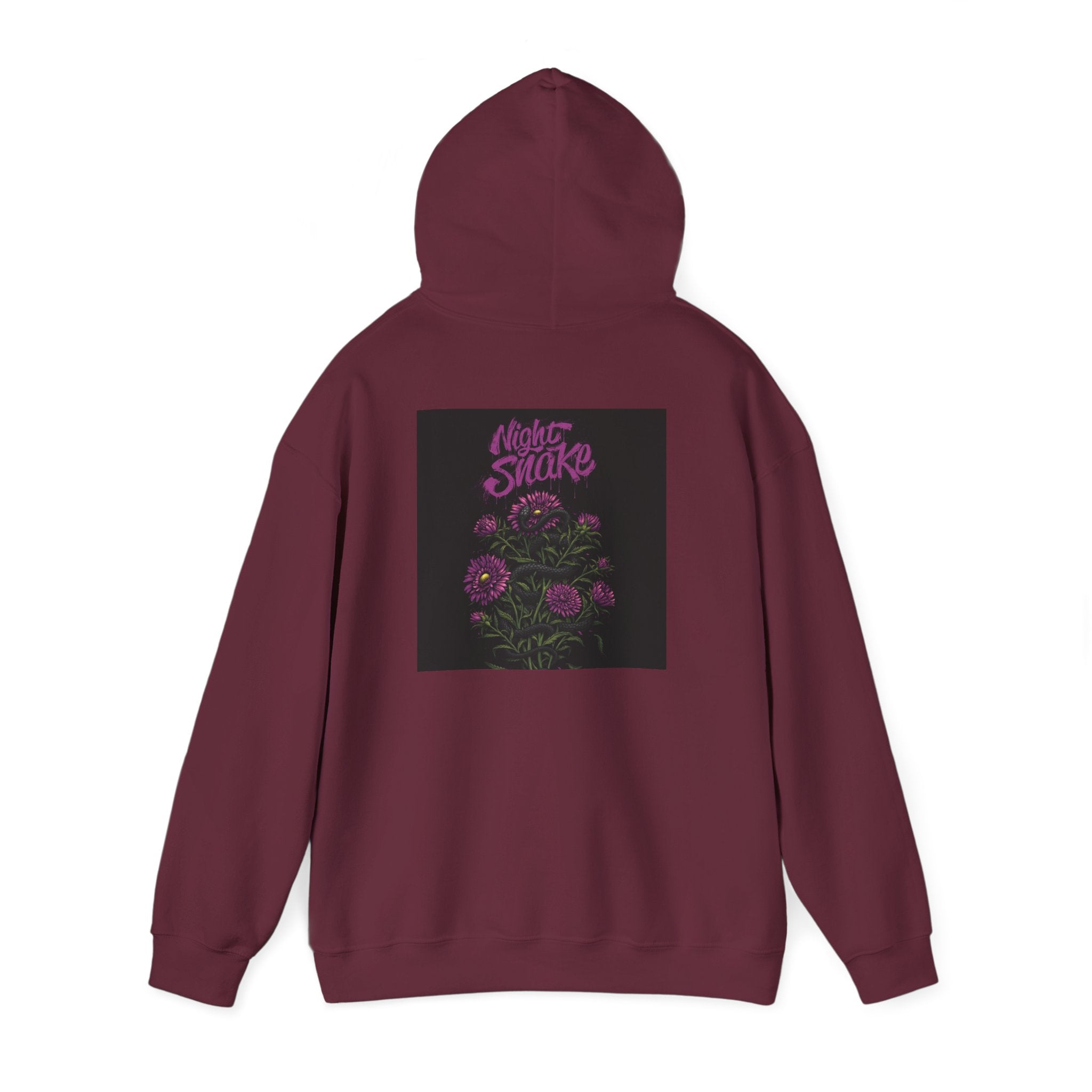 Floral Snake Hoodie — Dark Rose Garden Graphic Sweatshirt