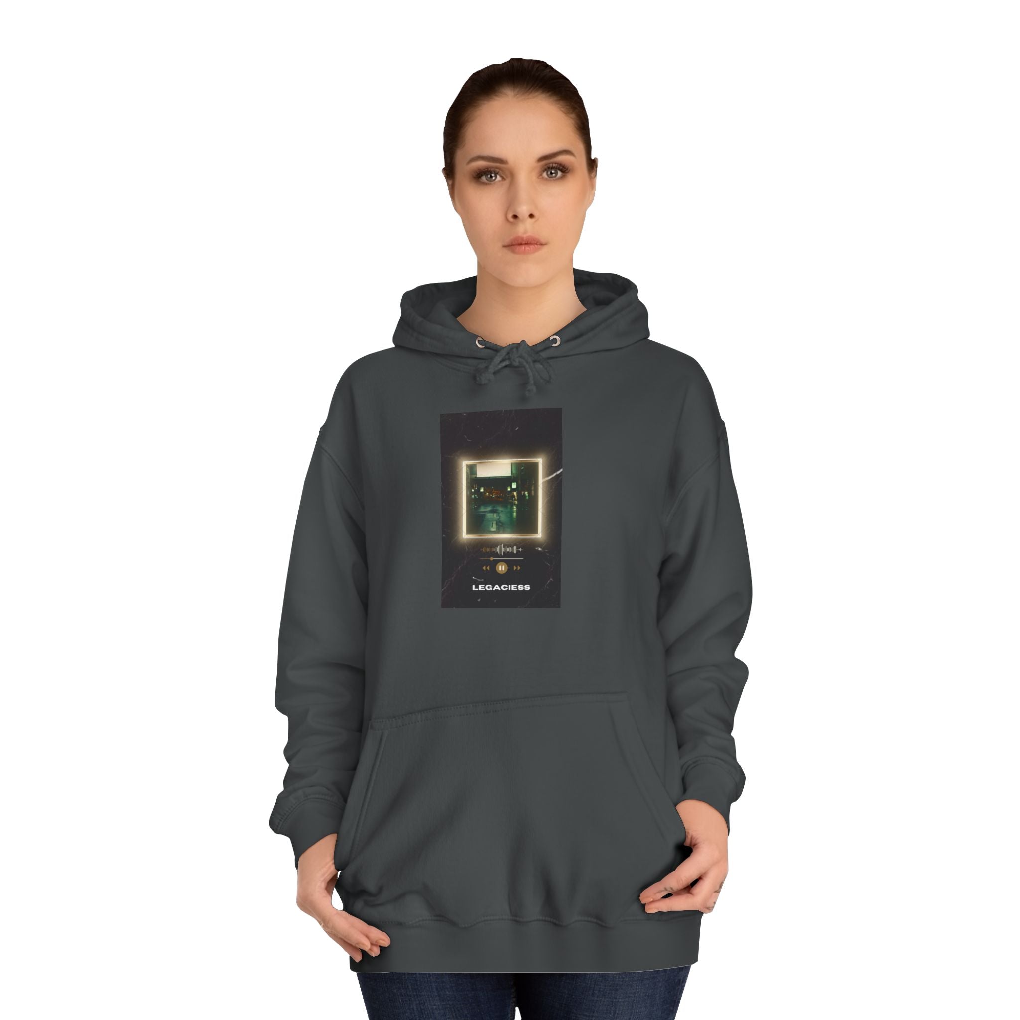 College Hoodie — Retro Neon Square Album Art Design