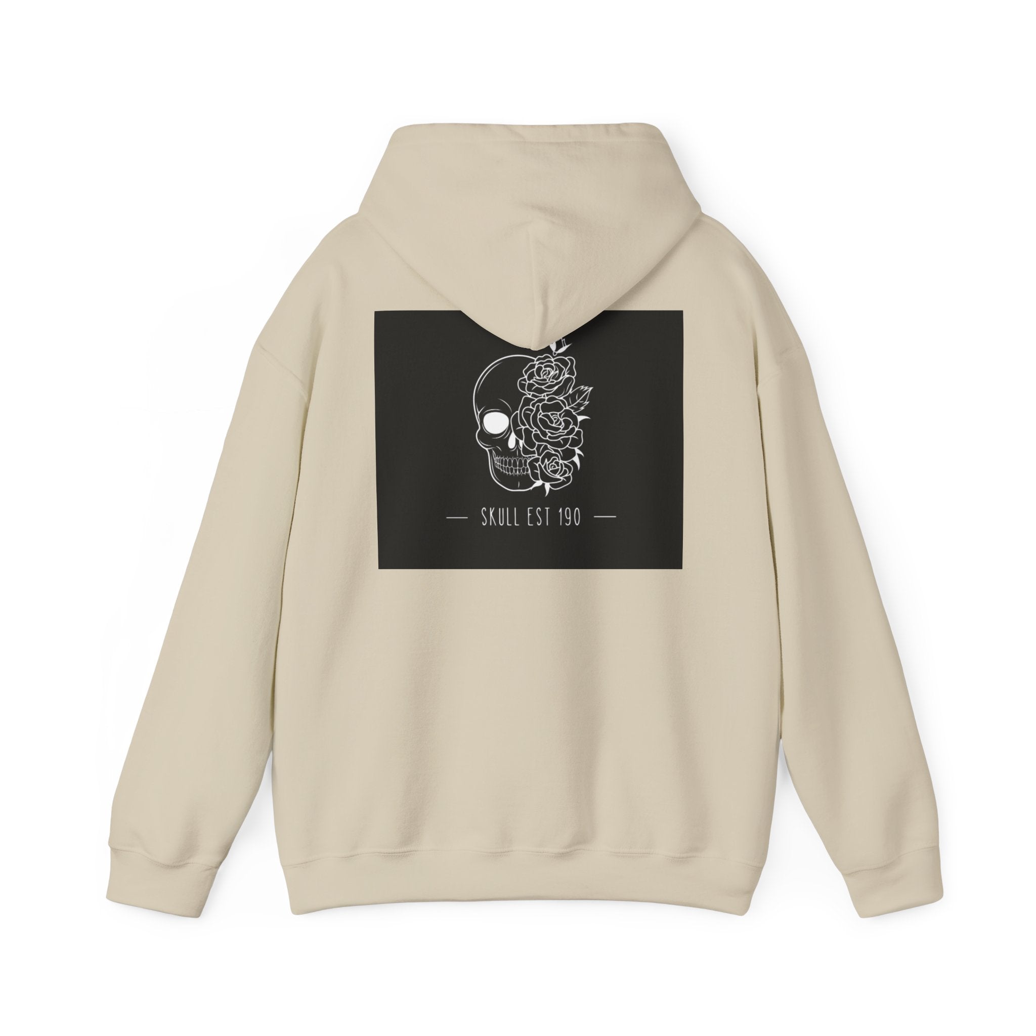 Skull & Roses Hoodie — 'Skull Est 199' Gothic Graphic Pullover
