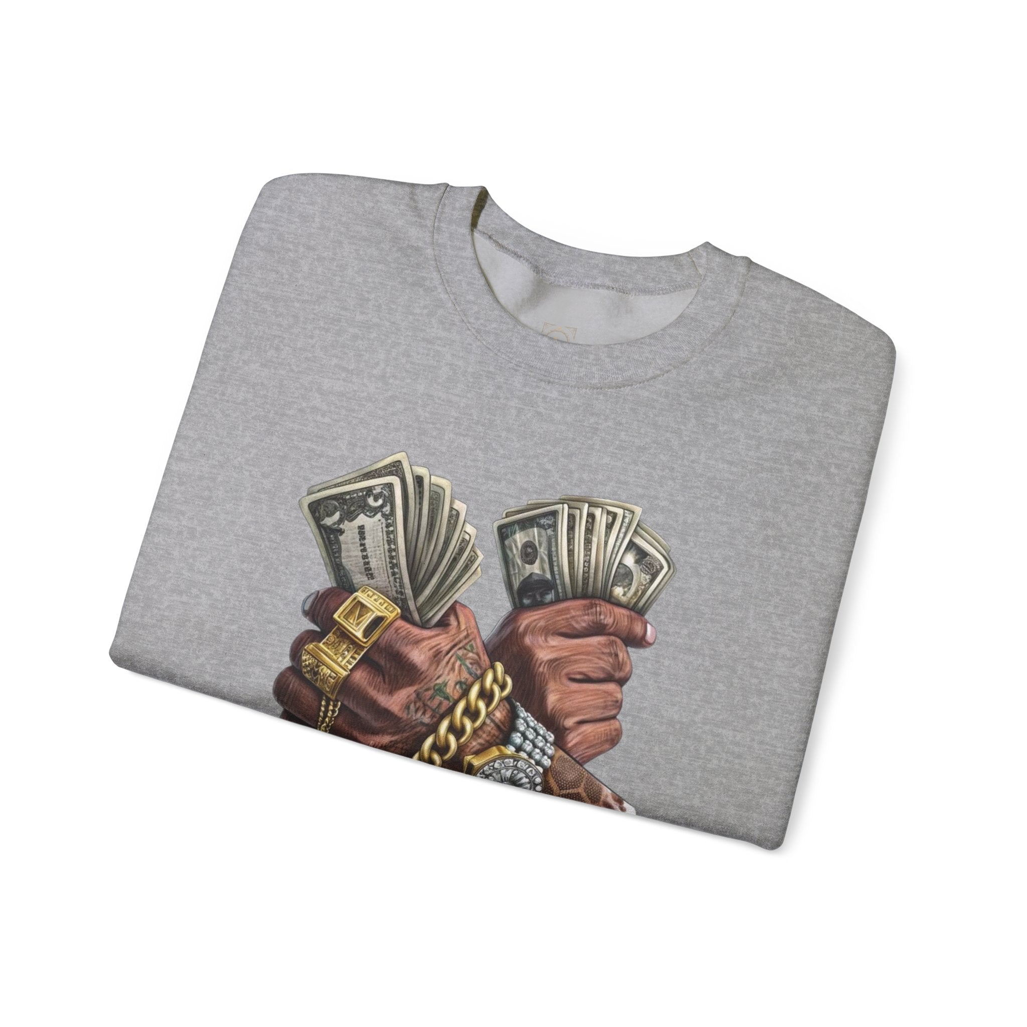 Crewneck Sweatshirt — 'Trust No One' Money Hands Graphic