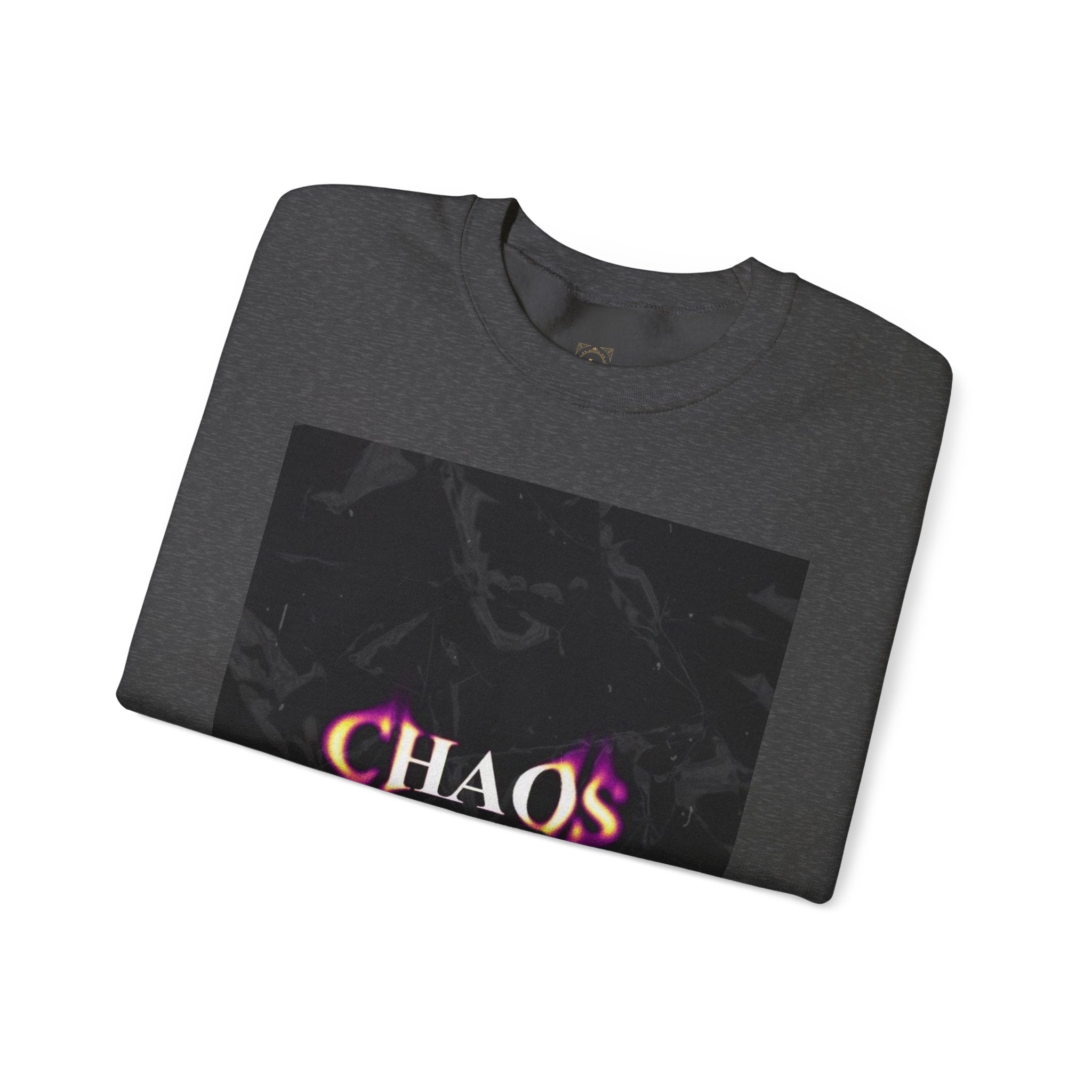Chaos Graphic Crewneck Sweatshirt — "CHAOS in my mind" Gothic Wing Design