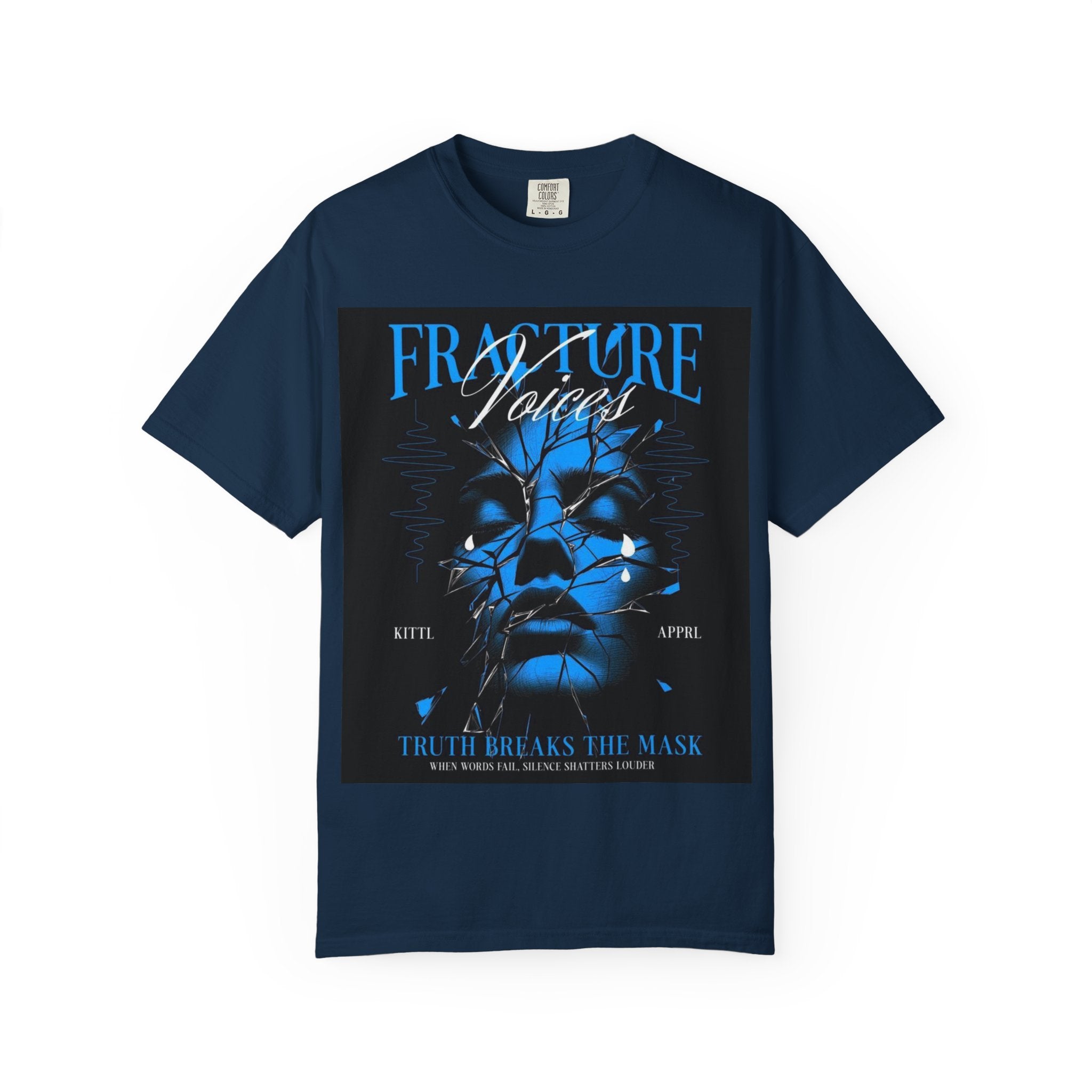 Graphic T-Shirt — "Fracture Voices" Blue Face Design (Back "Legaciess" Logo)