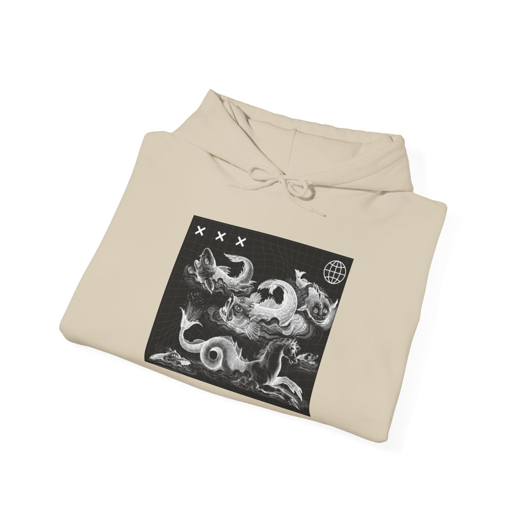 Skull Waves Hoodie — Gothic Nautical Skull Graphic Pullover