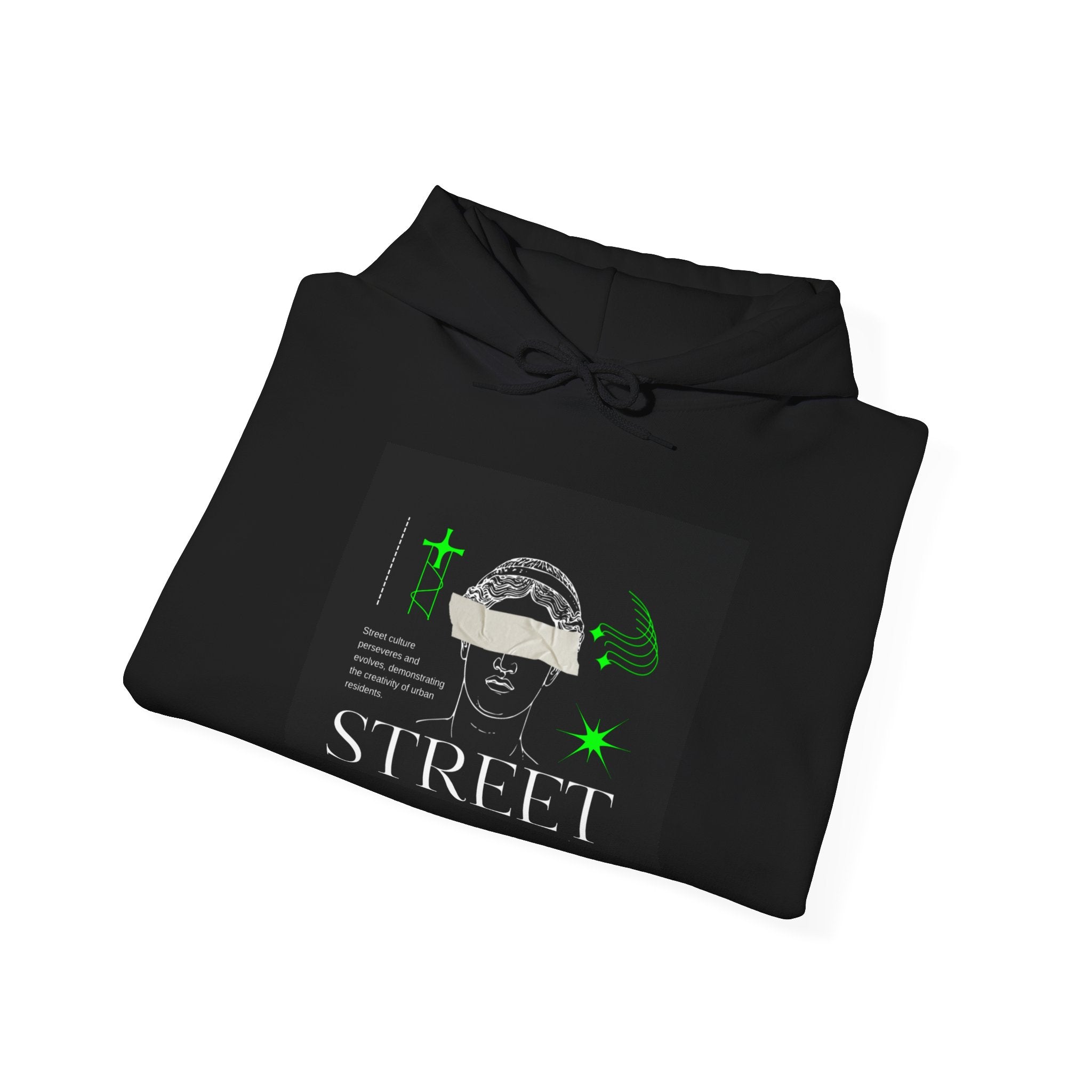 Street Culture Hoodie — Neon Green Graphic Urban Skull Sweatshirt