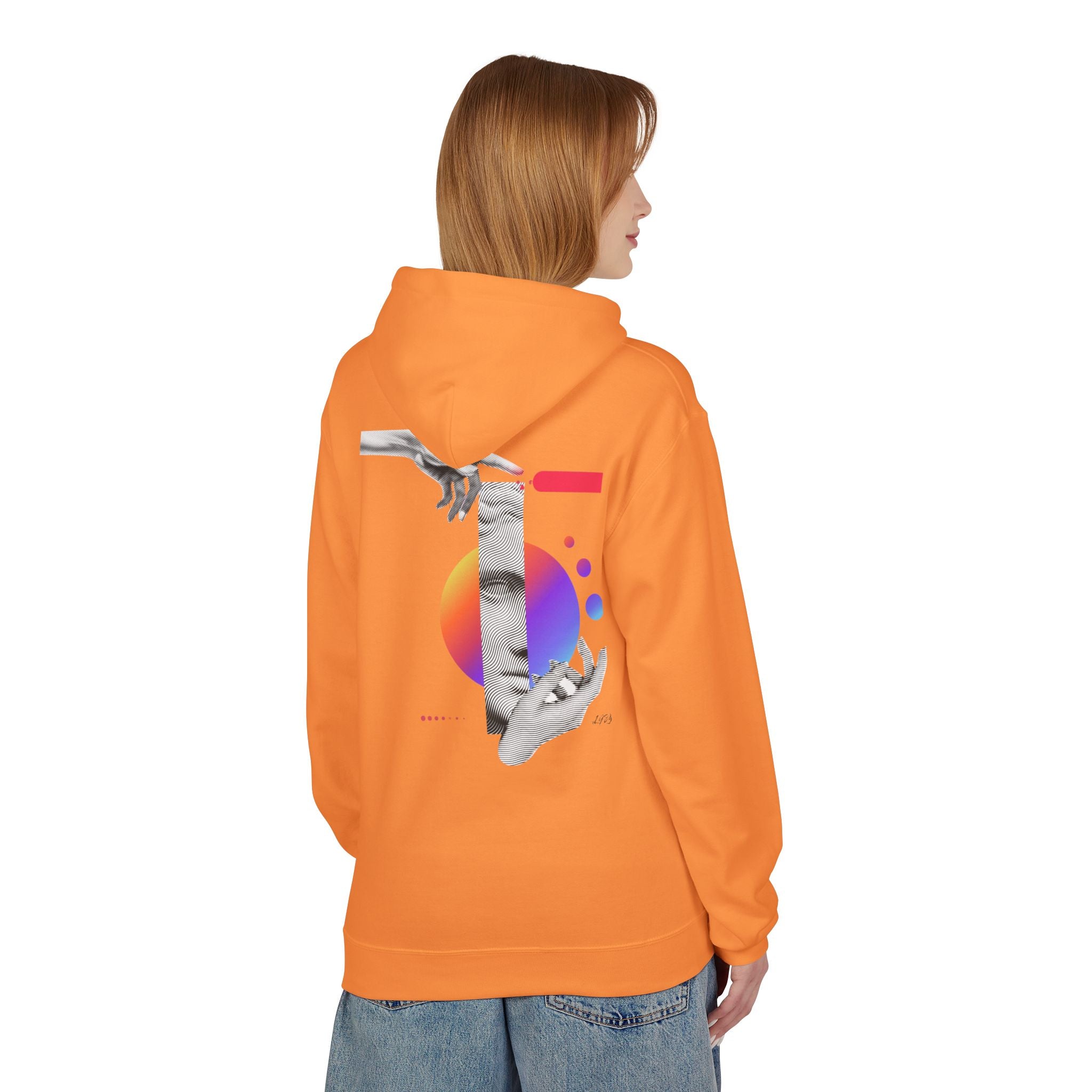 Hoodie — Abstract Hands & Gradient Orb Art Sweatshirt