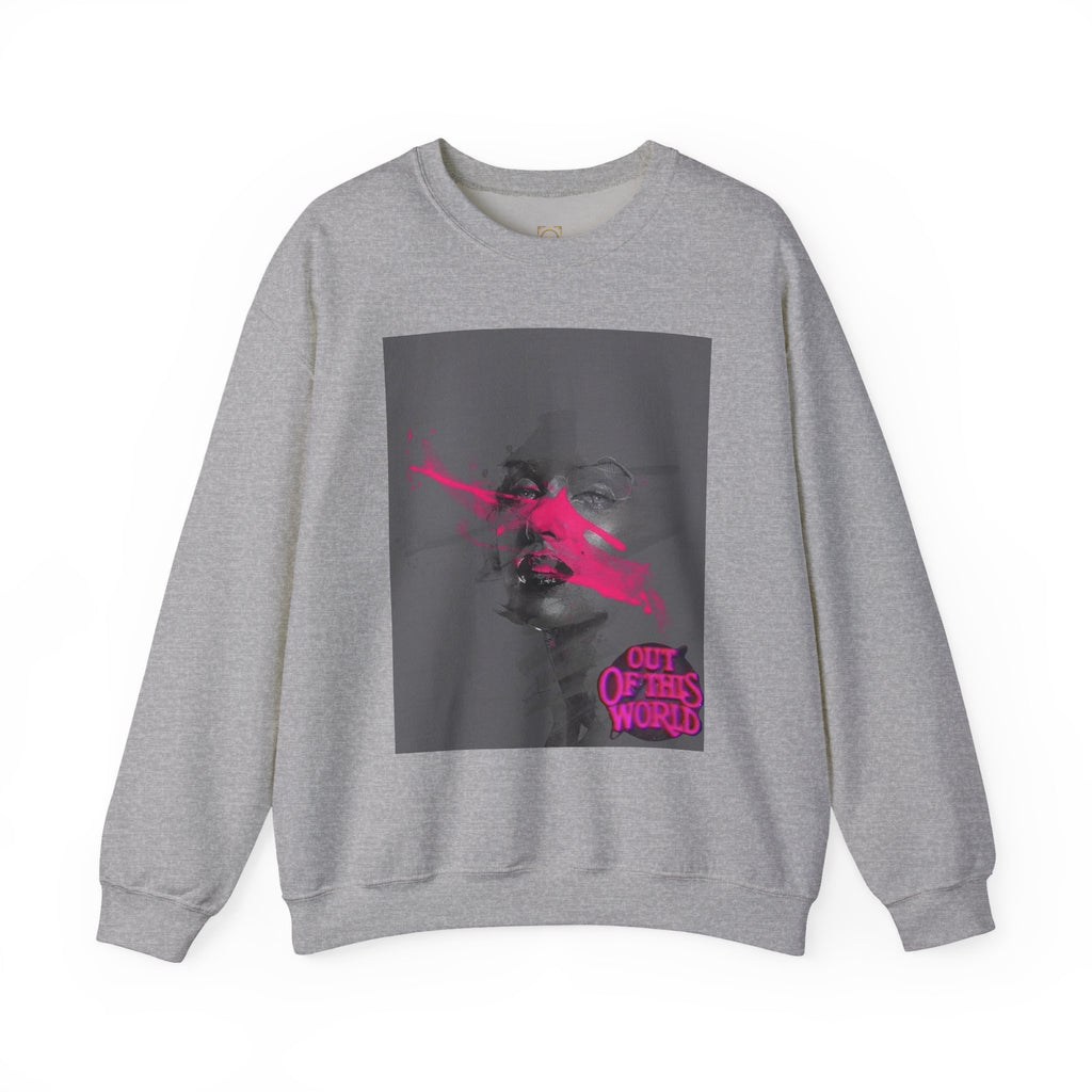 Graphic Sweatshirt — 'Out of This World' Neon Portrait Crewneck