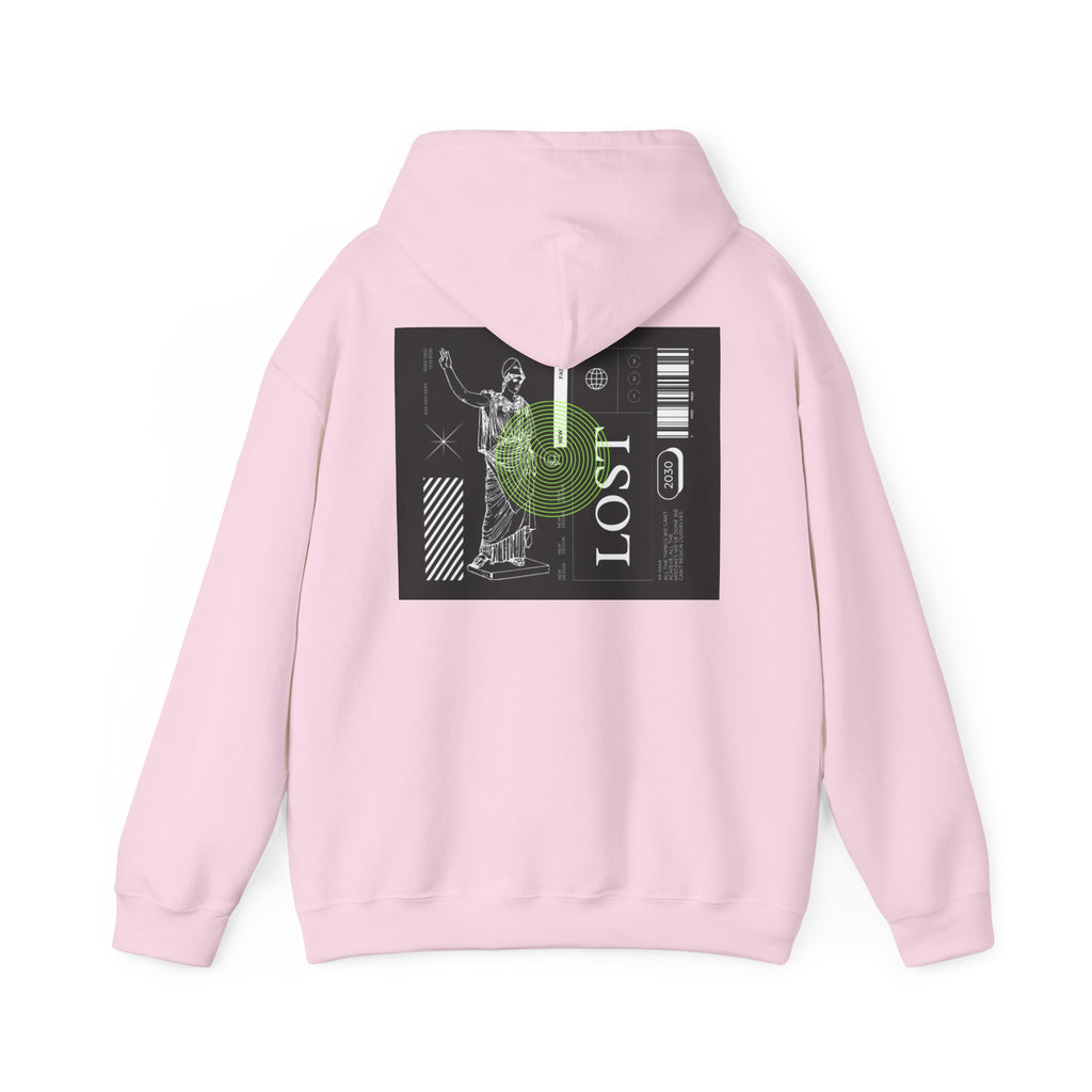 Lost World Hoodie — Vaporwave Glitch Graphic Pullover