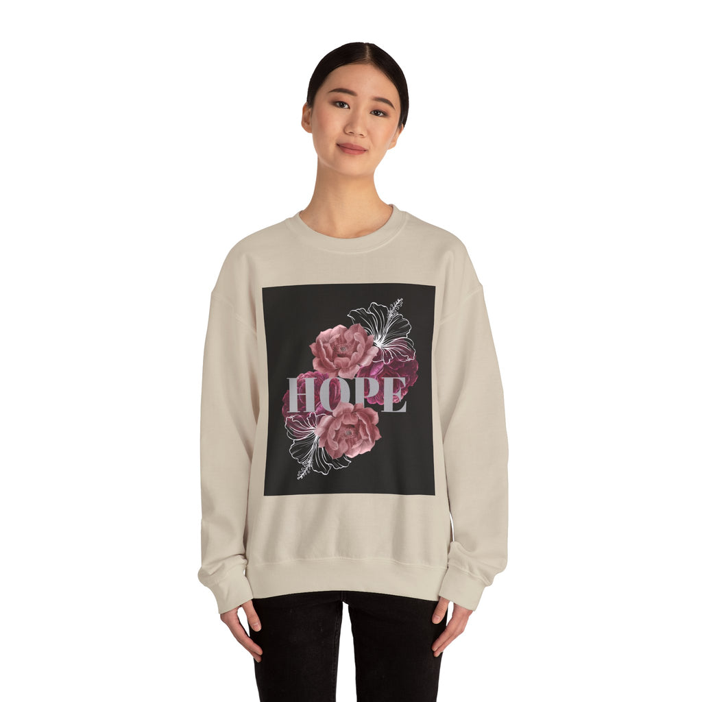 Hope Floral Crewneck Sweatshirt — 'HOPE' Vintage Rose Graphic