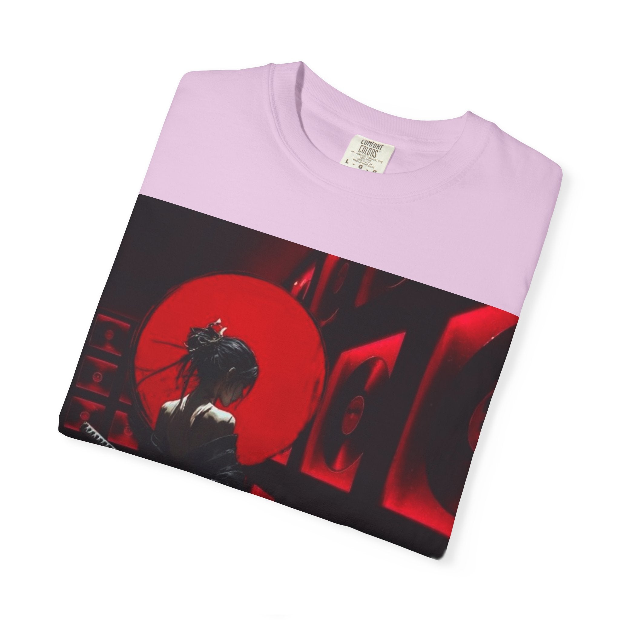 Red Moon Samurai T-Shirt — Dramatic Anime Art Tee with 'LEGACIESS' Back Logo