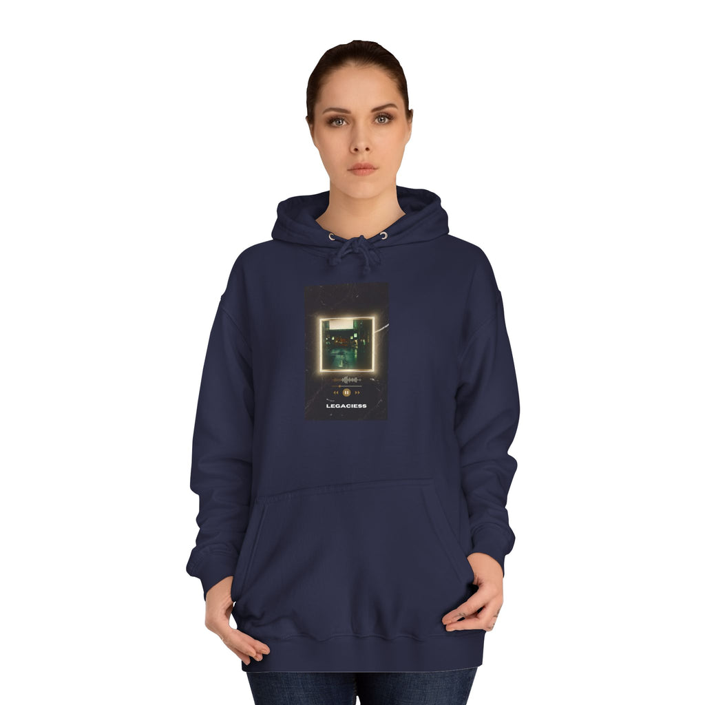 College Hoodie — Retro Neon Square Album Art Design