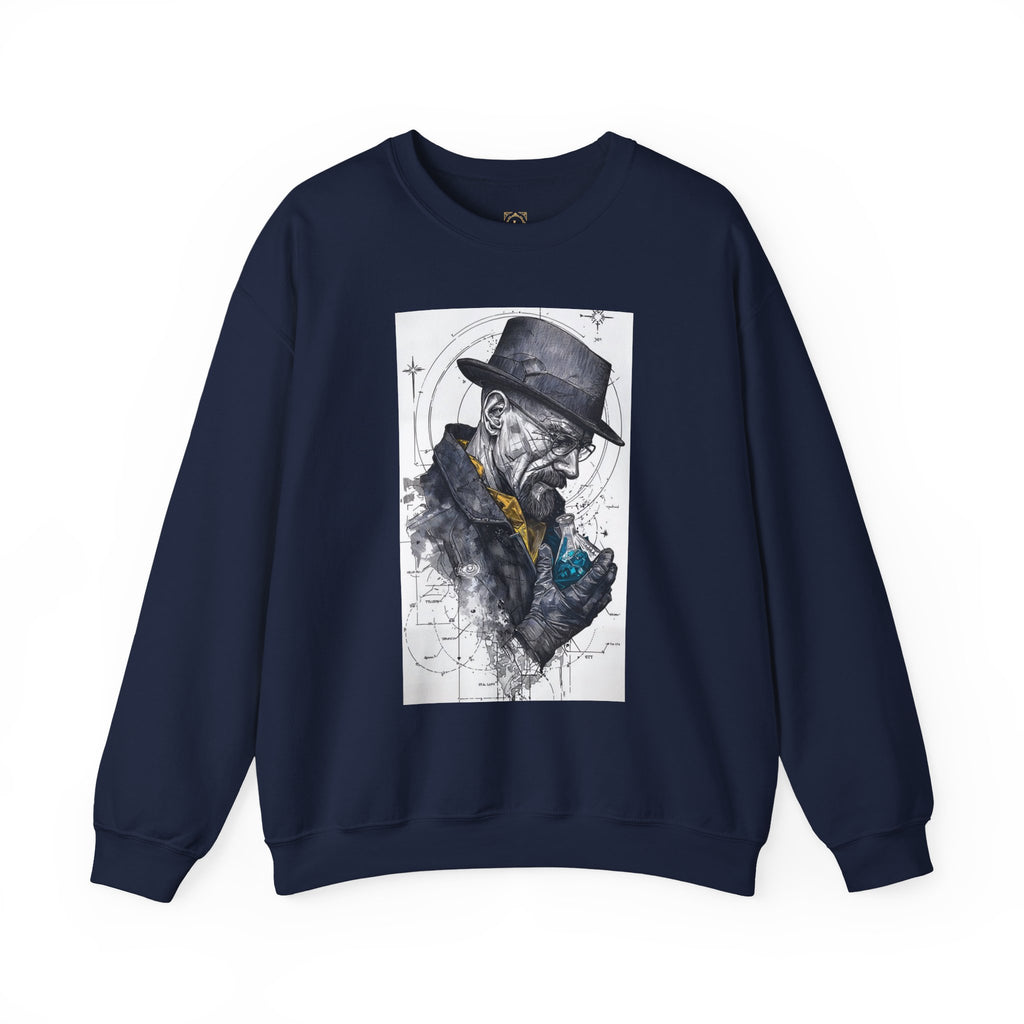 Crewneck Sweatshirt — Heisenberg Portrait with Blue Crystal Art