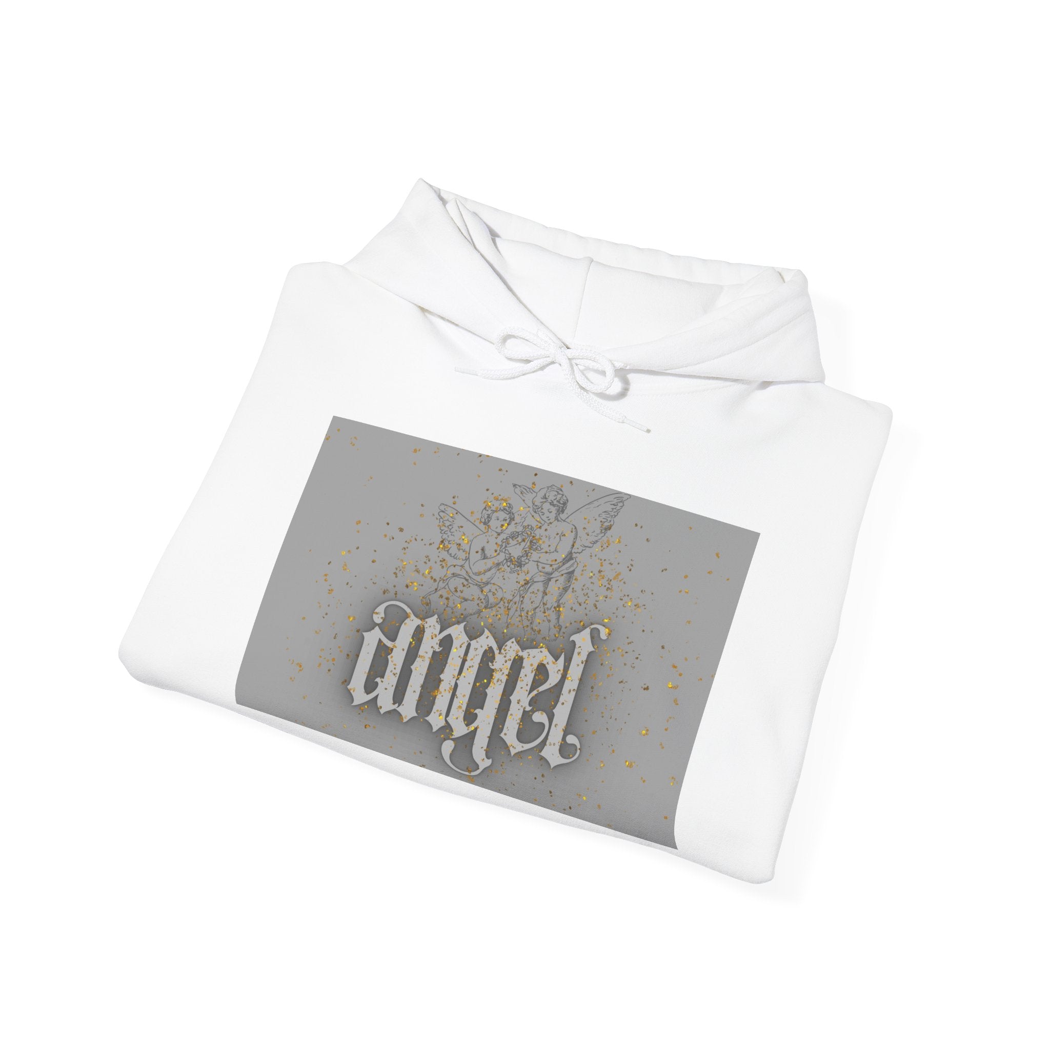 Angel Gothic Hoodie — White Graphic Hooded Sweatshirt