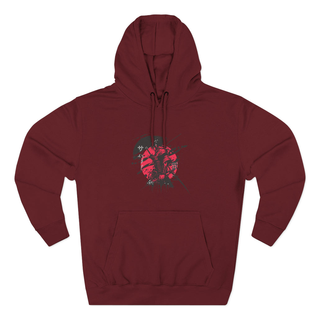 Grunge Rising Hoodie — Red Sun Graphic Fleece Hoodie