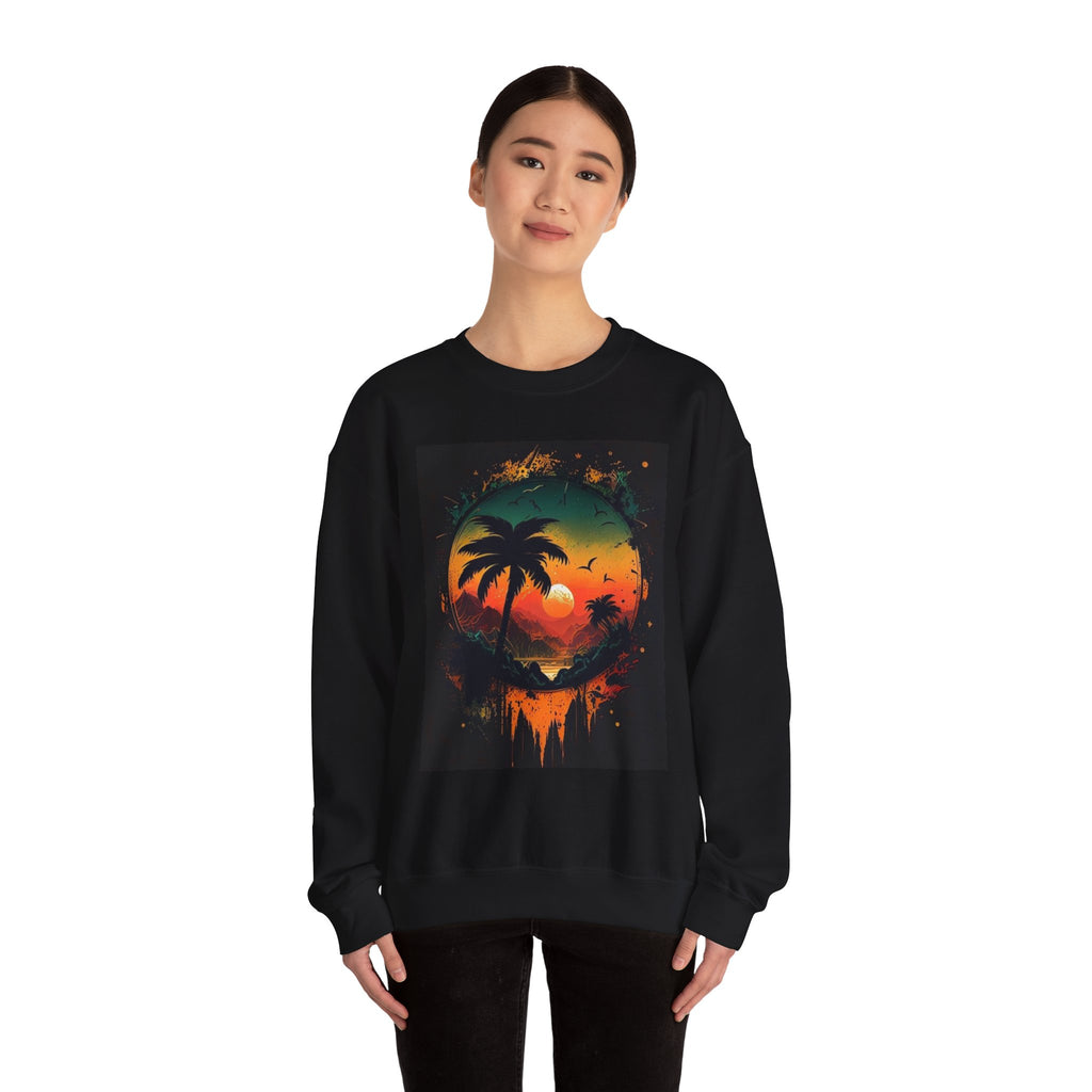 Sunset Island Sweatshirt — Tropical Palm Sunset Crewneck
