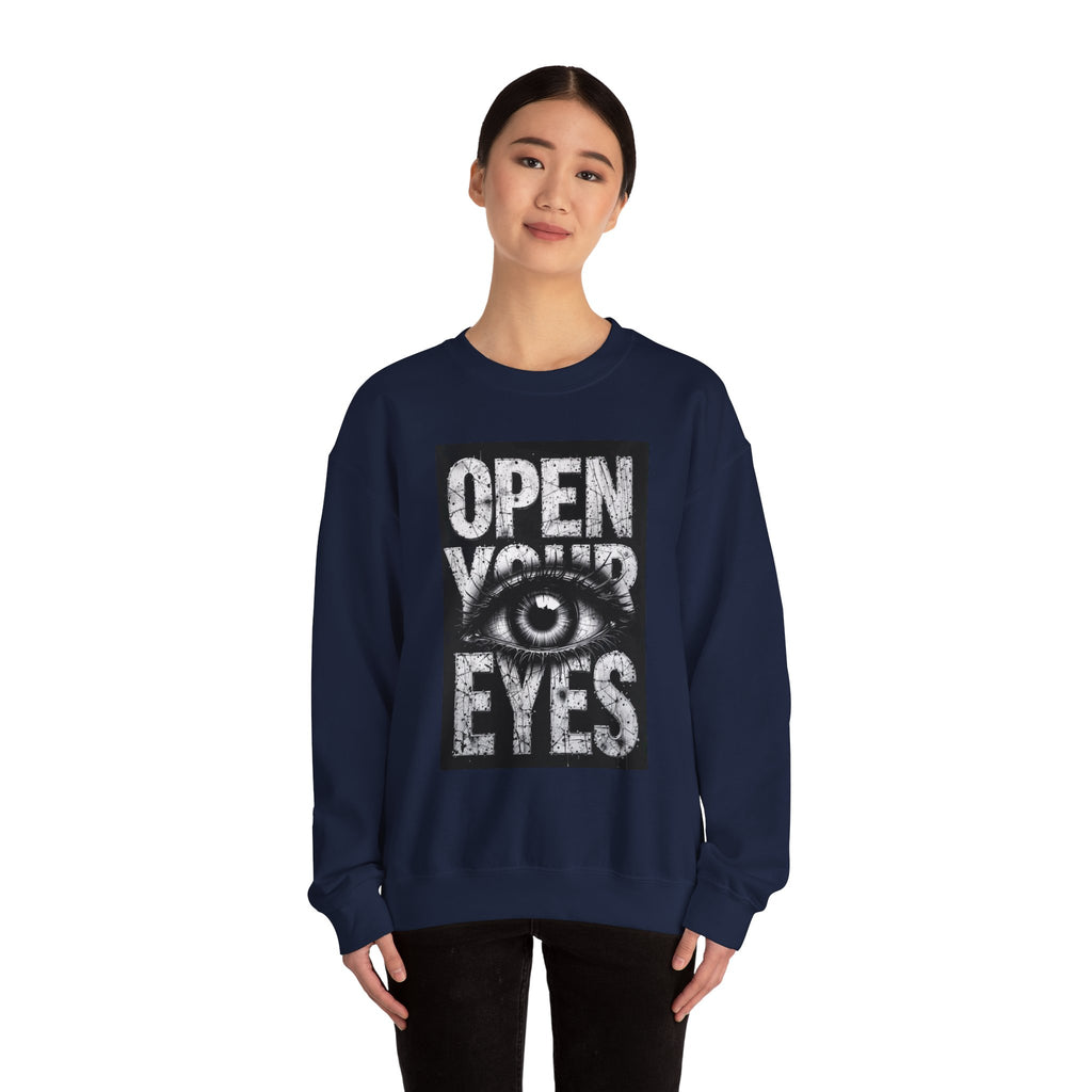 Open Your Eyes Crewneck Sweatshirt — Graphic Eye Design