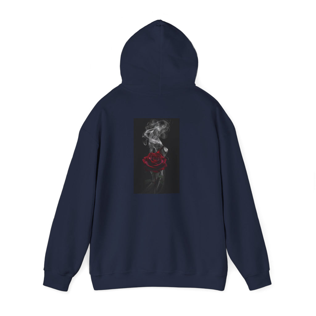 Smoky Red Rose Hoodie — Gothic Floral Hooded Sweatshirt