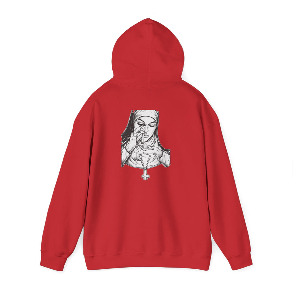 Praying Nun Graphic Hoodie – Gothic Religious Illustration Sweatshirt