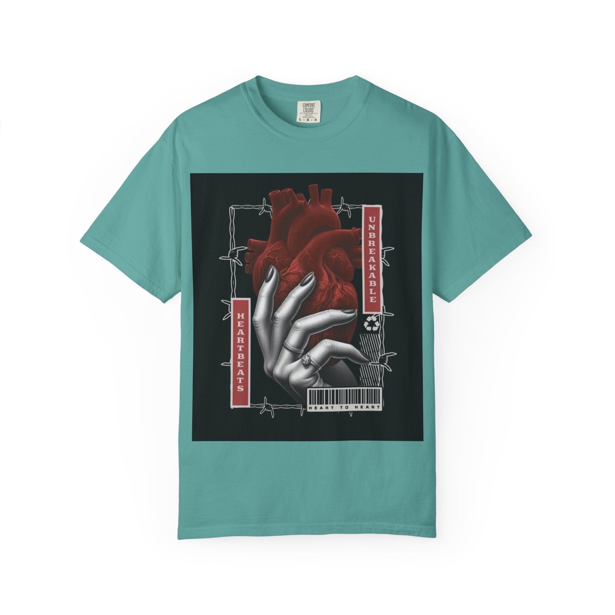 Graphic Heart & Hand T‑Shirt — 'Heartbeat' Gothic Streetwear Tee