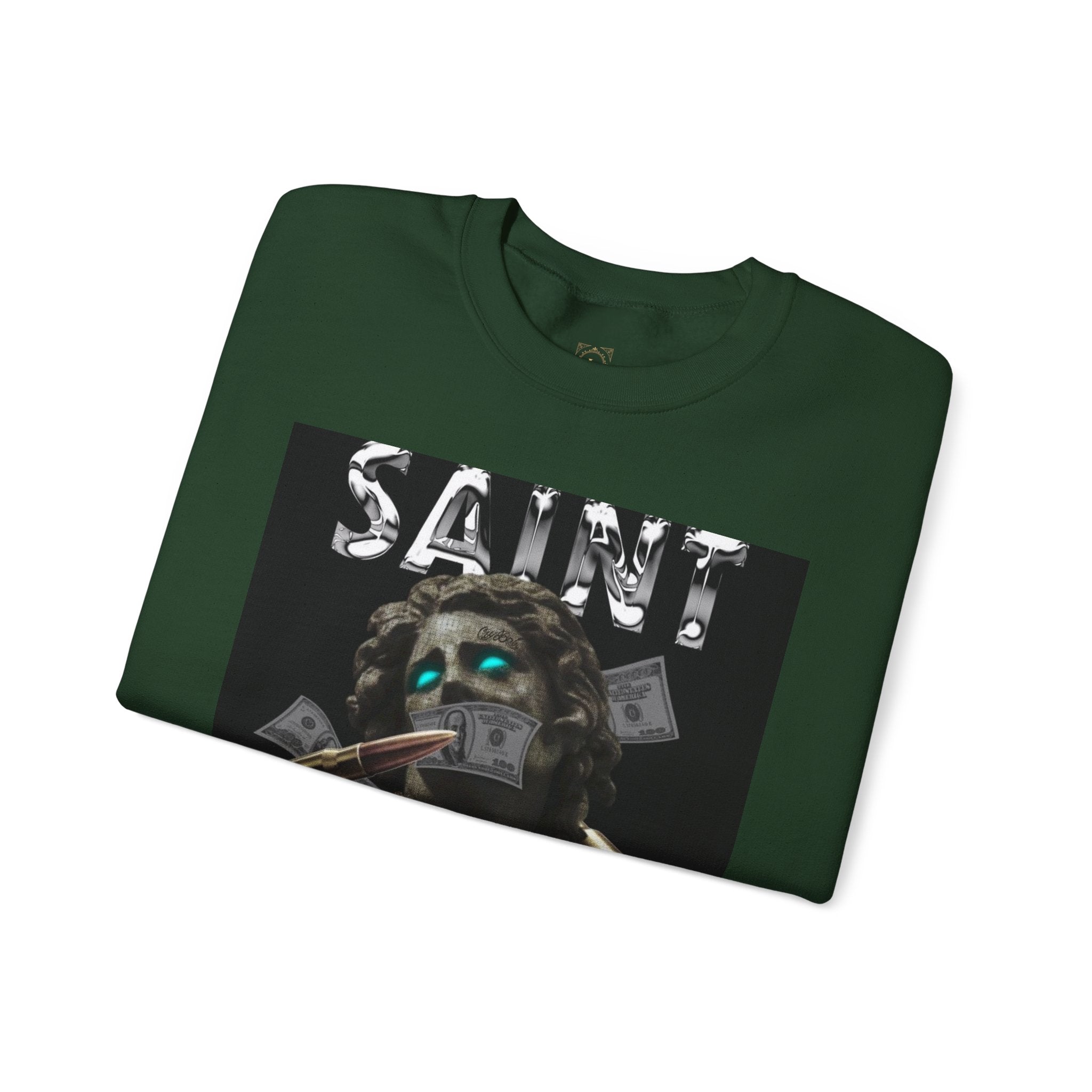 Saint Graphic Crewneck Sweatshirt — Dark Art Money Montage