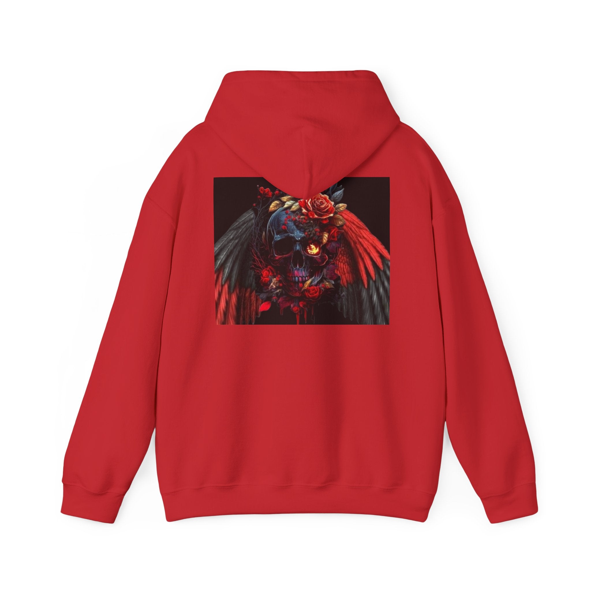 Skull Rose Wings Hoodie — Gothic Floral Skull Pullover
