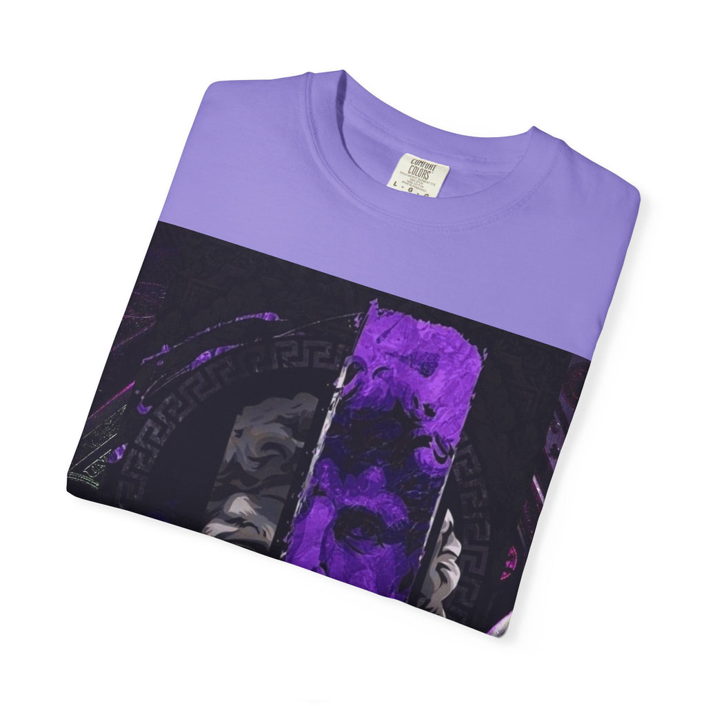 Dramatic Split-Face Graphic T-Shirt — Purple Noir Portrait Tee