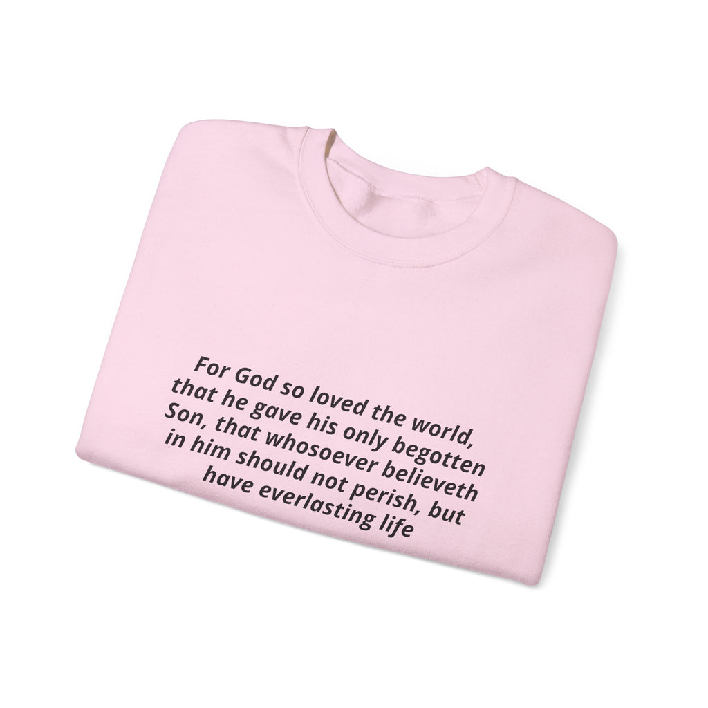 Christian Crewneck Sweatshirt – John 3:16 Scripture Design "Prophecy Child"