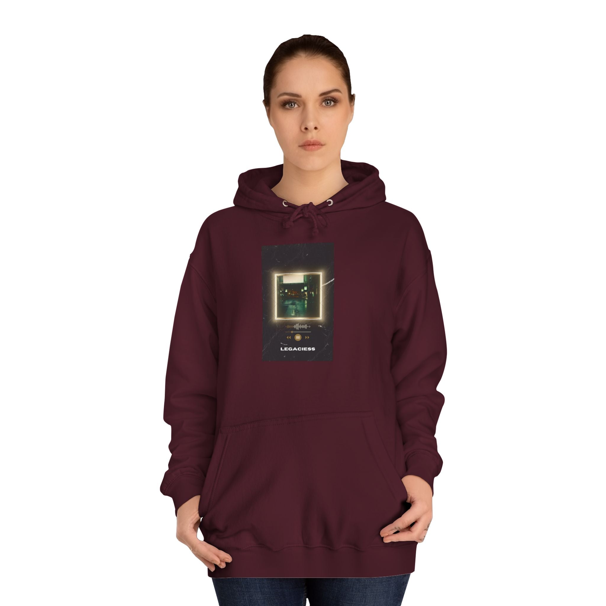 College Hoodie — Retro Neon Square Album Art Design