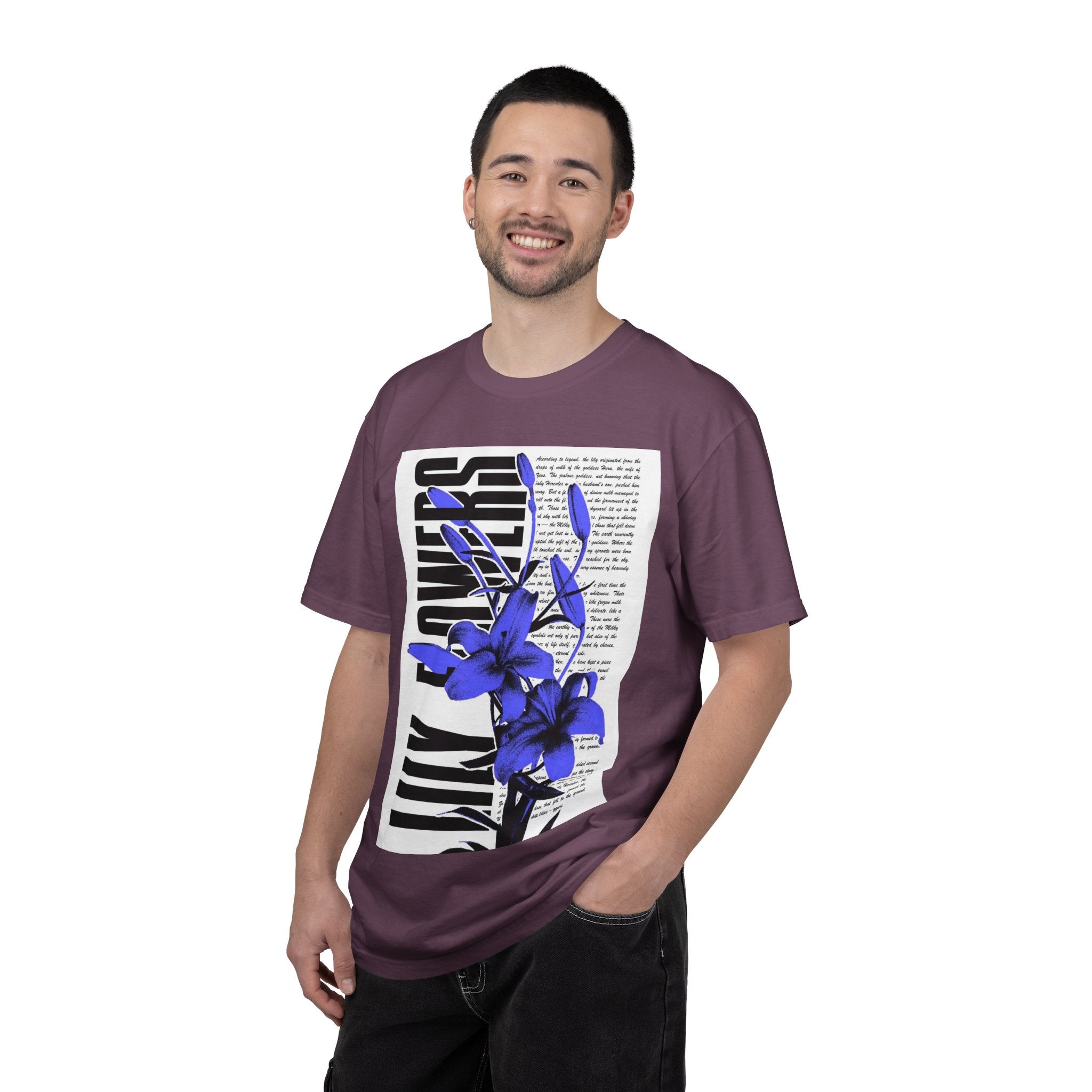 Floral Legacy Graphic T-Shirt — Bold Blue Orchid Design