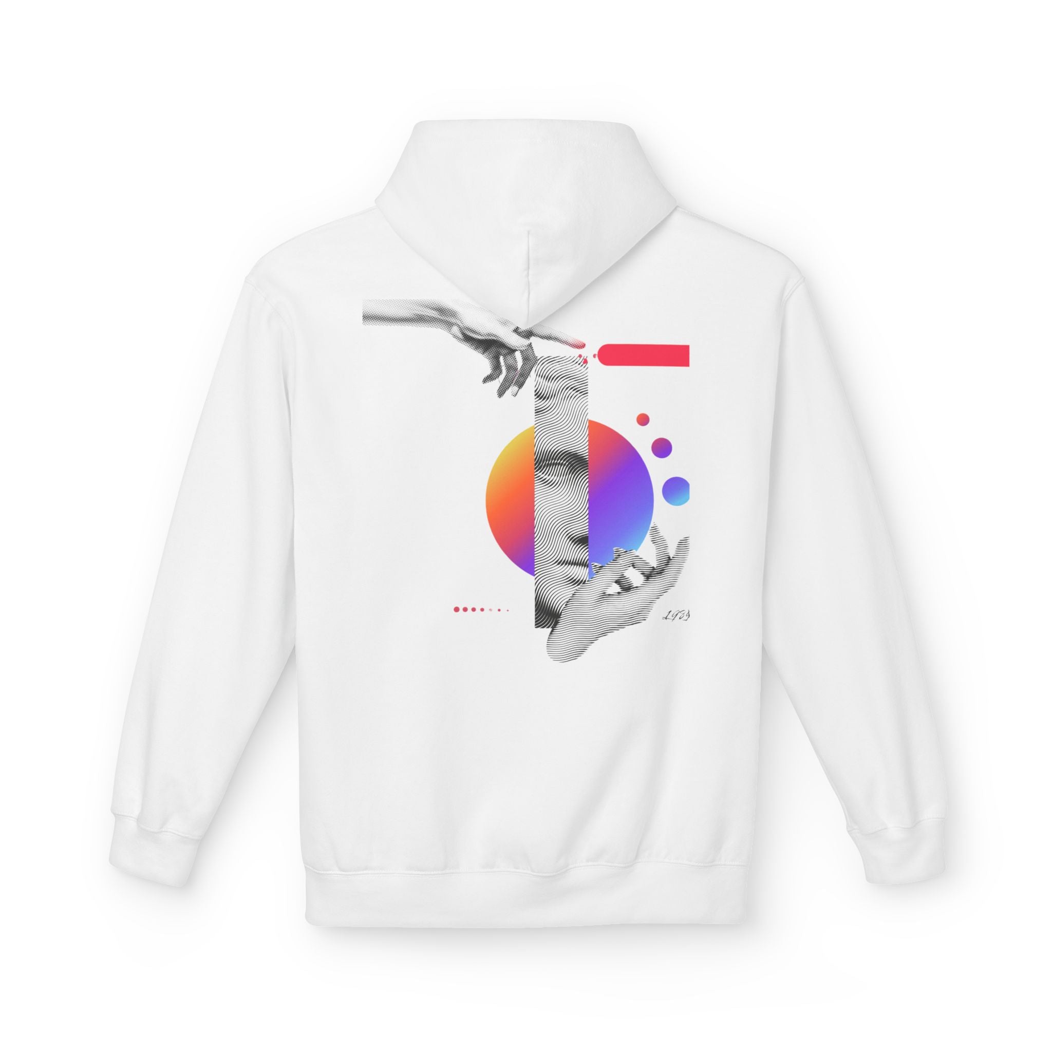 Hoodie — Abstract Hands & Gradient Orb Art Sweatshirt